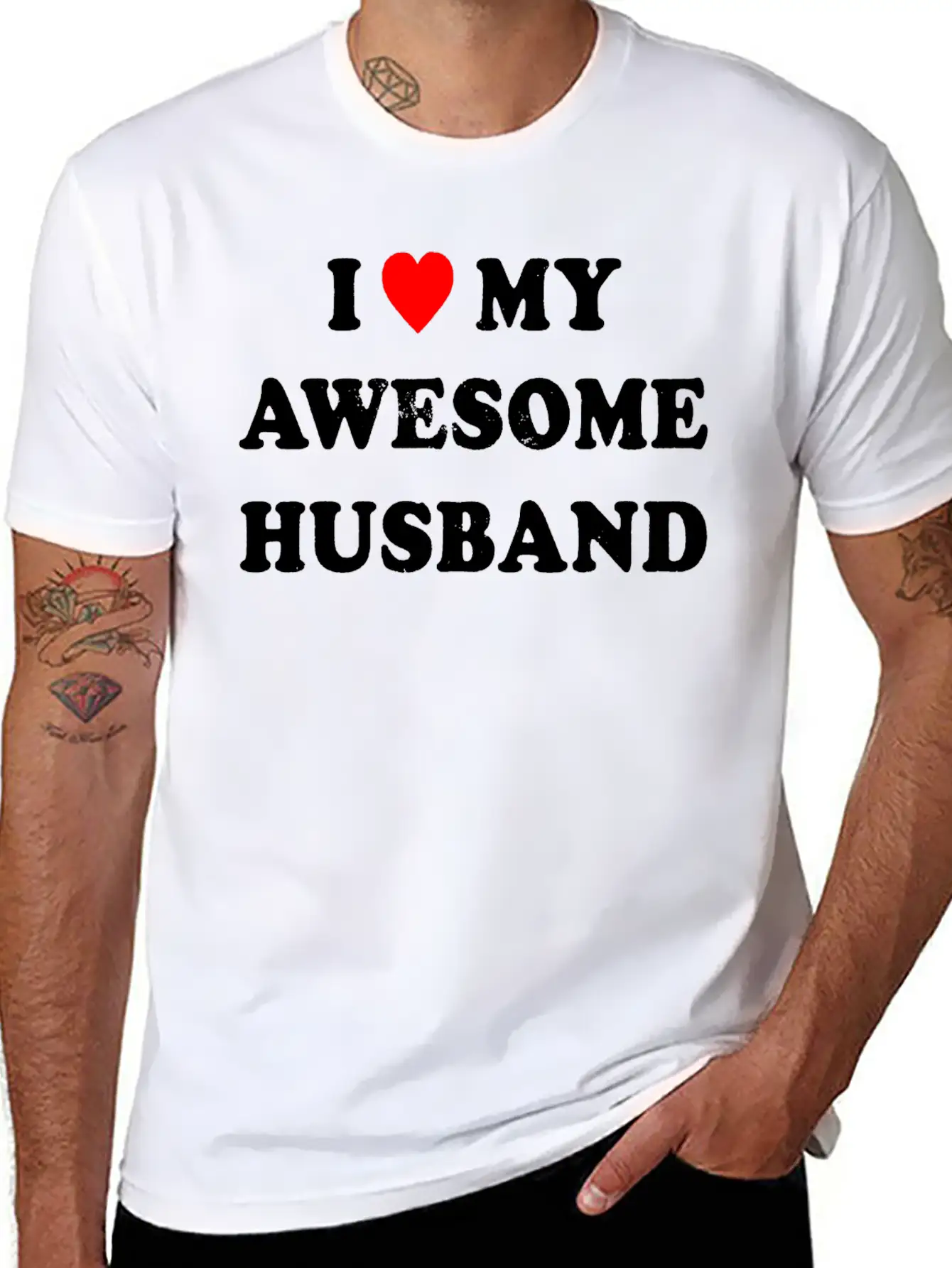 I Love My Awesome Husband , Wife , Just Married Essential Cotton Tee For Daily Outfits – Unisex Style