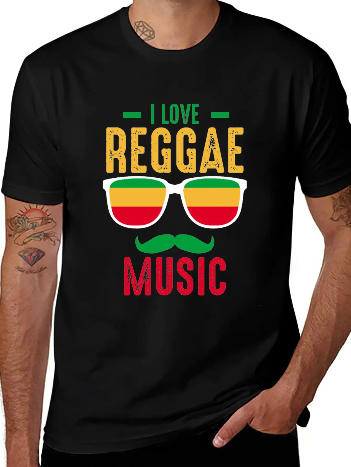 I Love Reggae. Stylish Everyday T-Shirt – Unisex Basic Cotton Tee