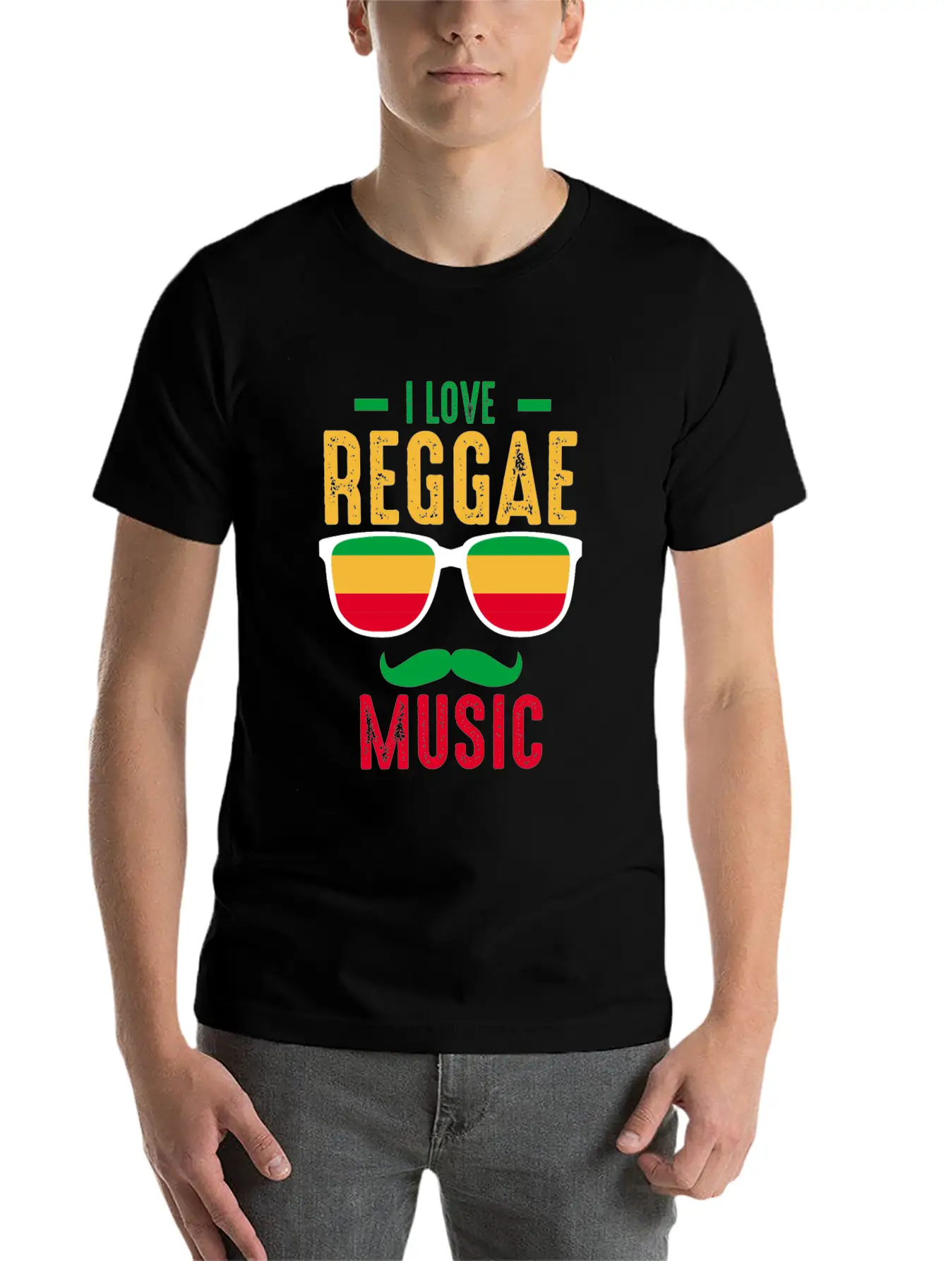 I Love Reggae. Stylish Everyday T-Shirt – Unisex Basic Cotton Tee