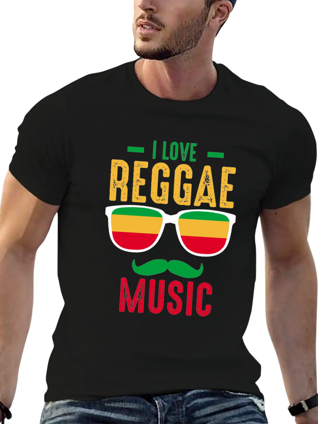 I Love Reggae. Stylish Everyday T-Shirt – Unisex Basic Cotton Tee