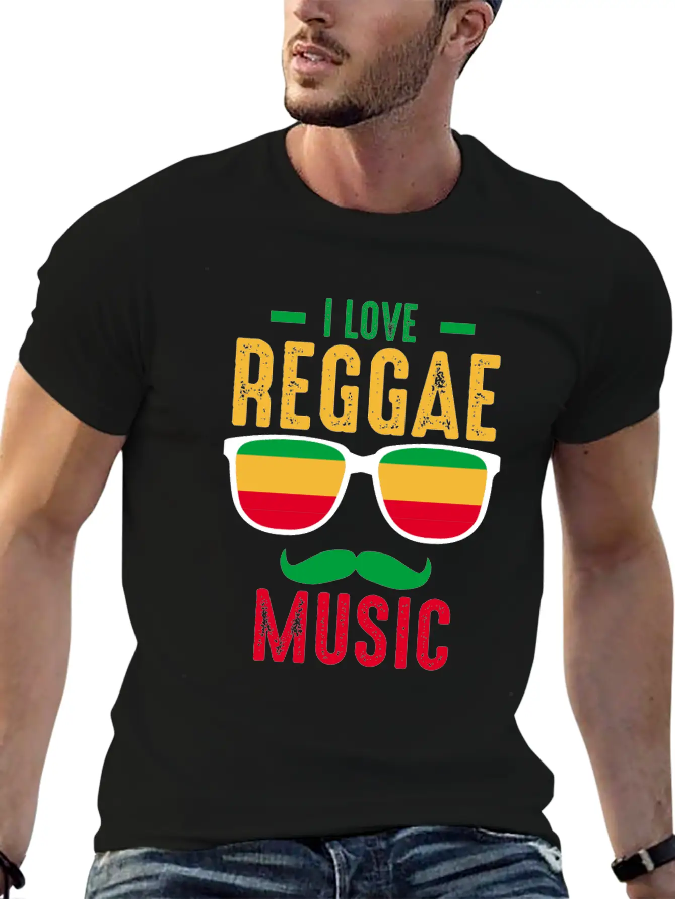 I Love Reggae. Stylish Everyday T-Shirt – Unisex Basic Cotton Tee