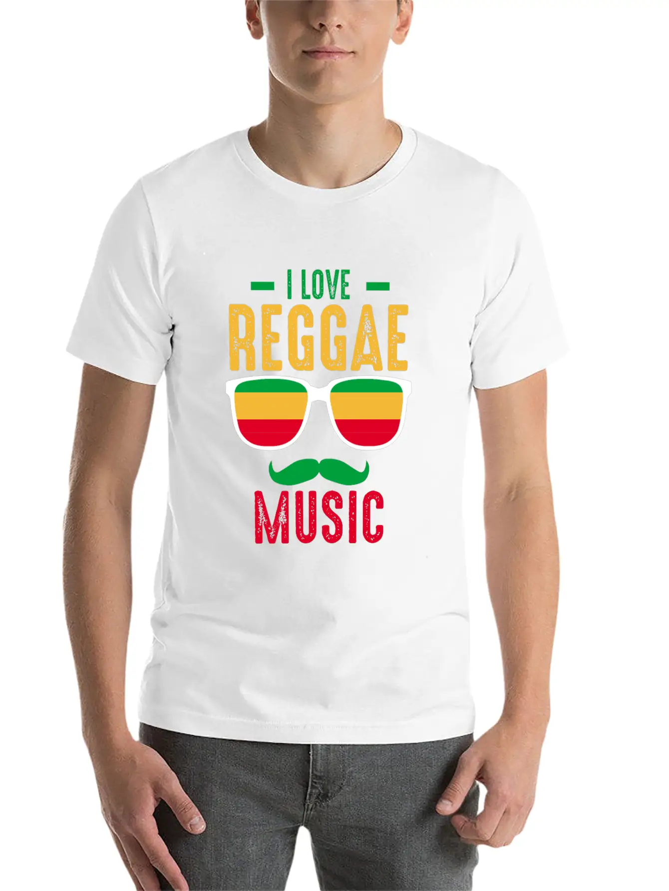 I Love Reggae. Stylish Everyday T-Shirt – Unisex Basic Cotton Tee