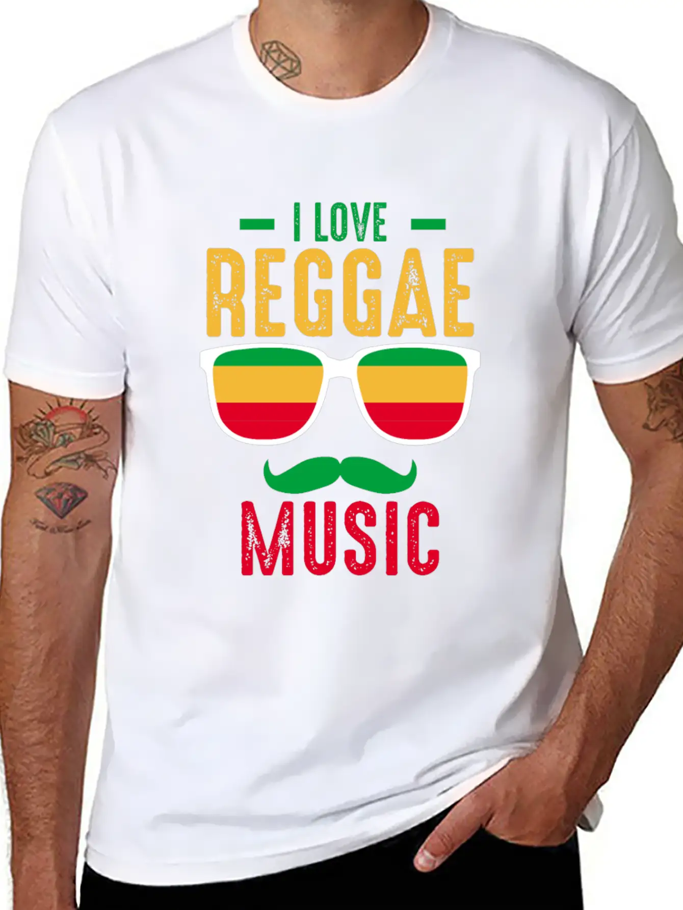 I Love Reggae. Stylish Everyday T-Shirt – Unisex Basic Cotton Tee