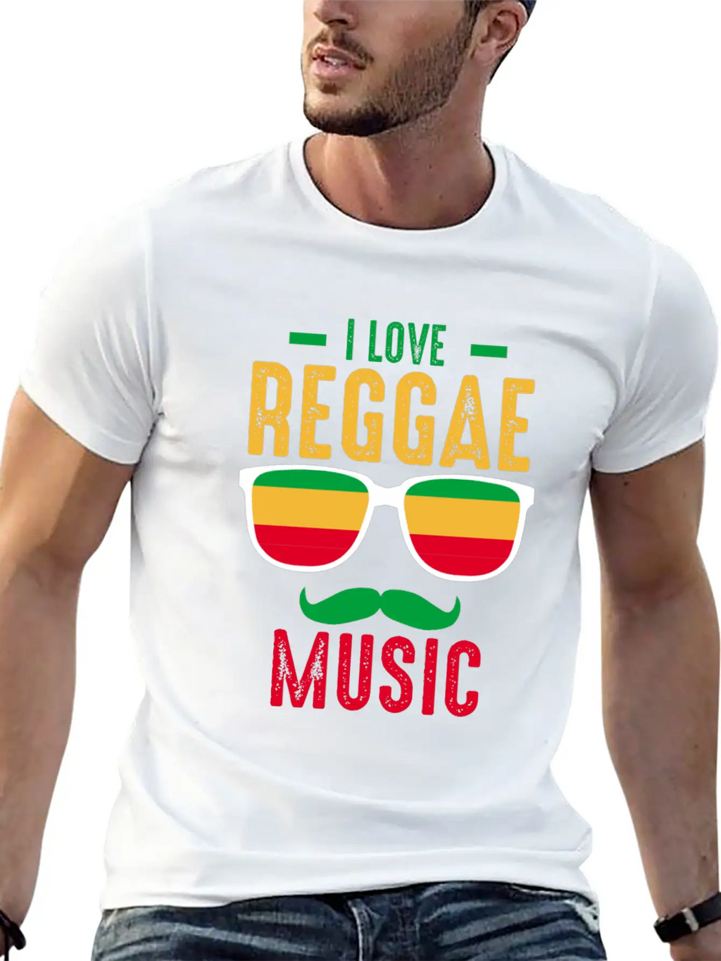 I Love Reggae. Stylish Everyday T-Shirt – Unisex Basic Cotton Tee
