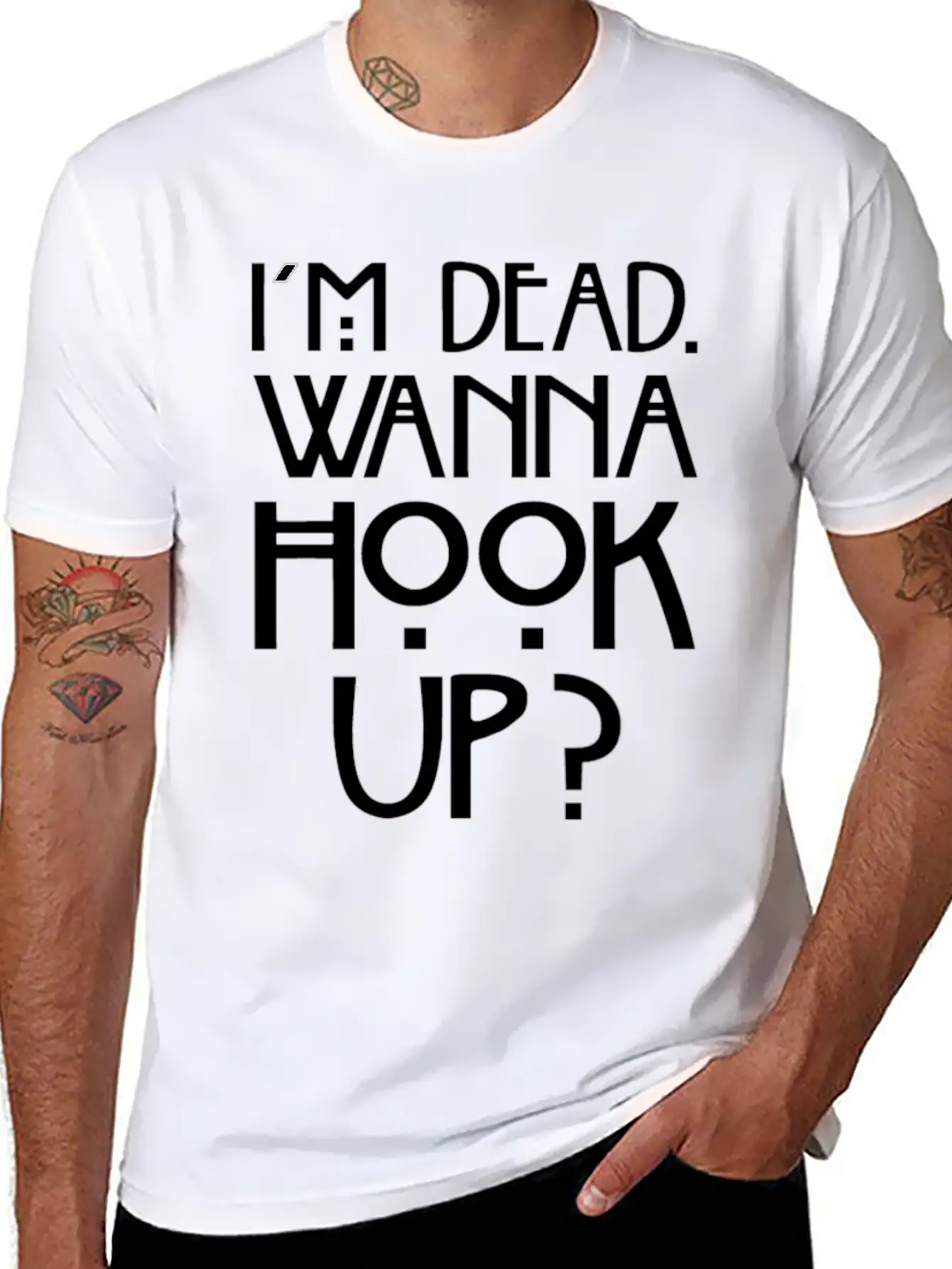 I 'm Dead Wanna Hook Up T-Shirt Horror Fan Gift Basic Graphic T-Shirt – Daily Comfort In Soft Cotton