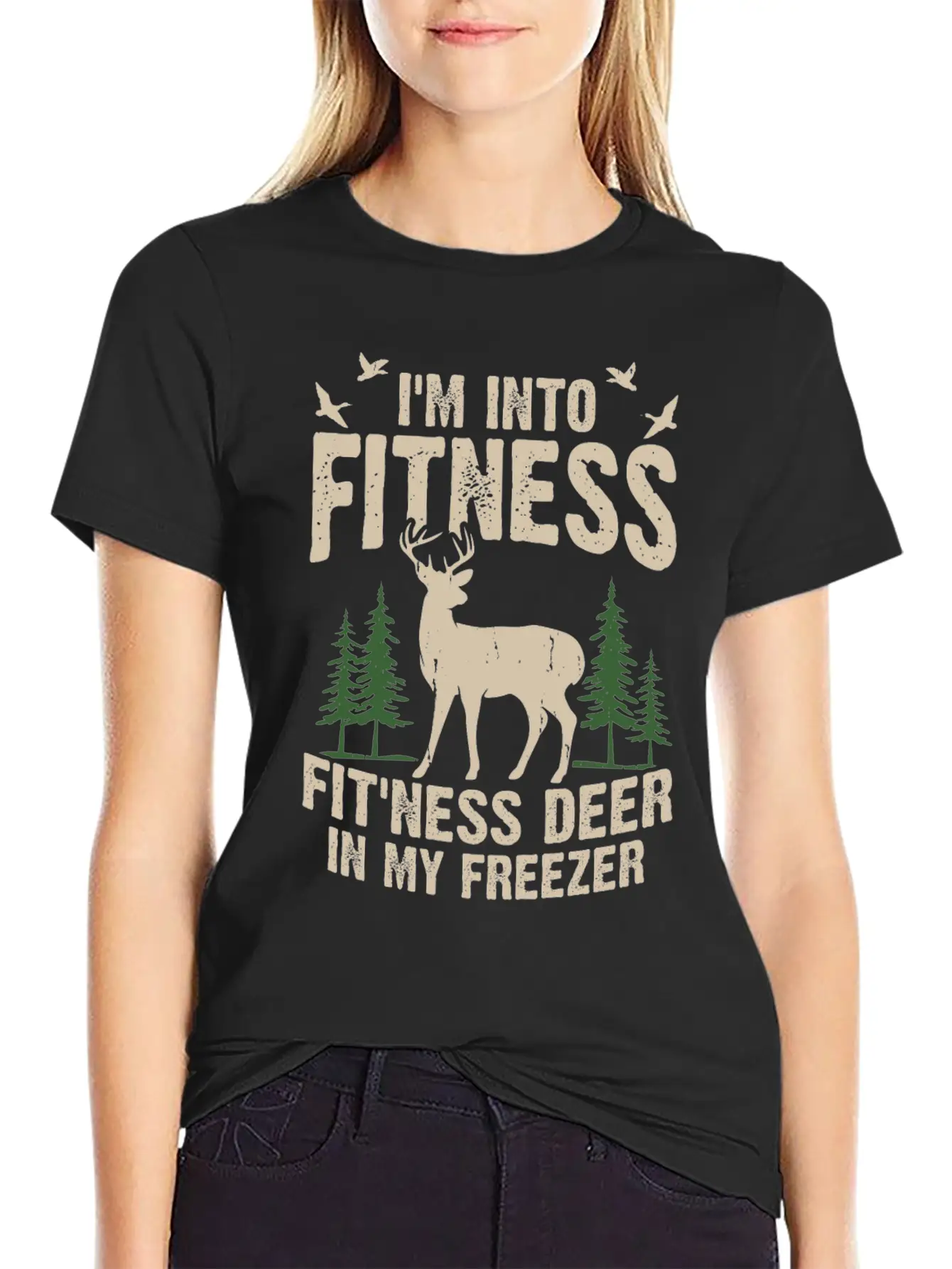 I M Into Fitness Fit Ness Deer In My Freezer Classic Cotton Tee – Unisex Comfort For Any Season