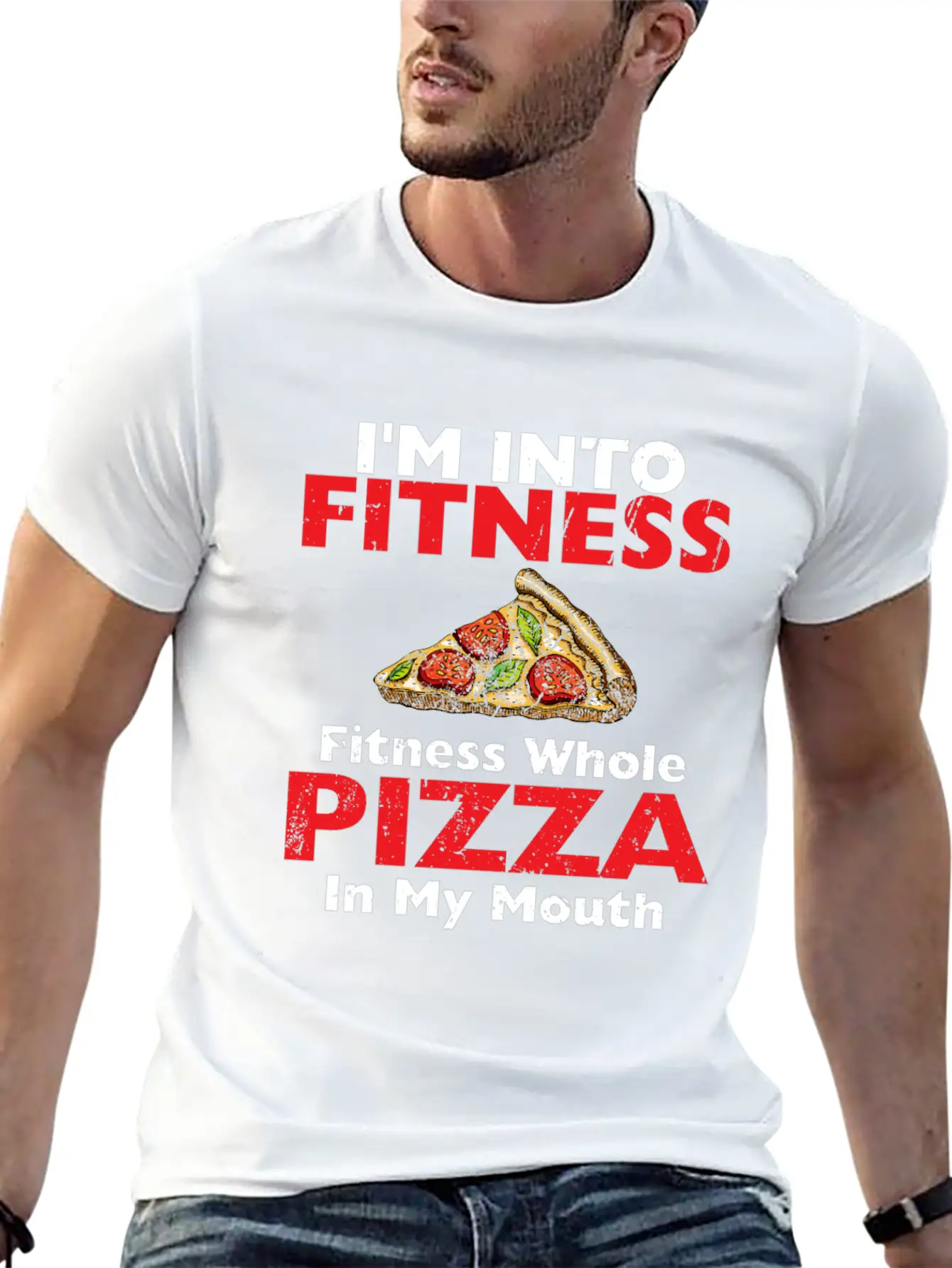 I M Into Fitness Fitness Whole Pizza In My Mouth Breathable Soft Cotton T-Shirt – Timeless Casual Look