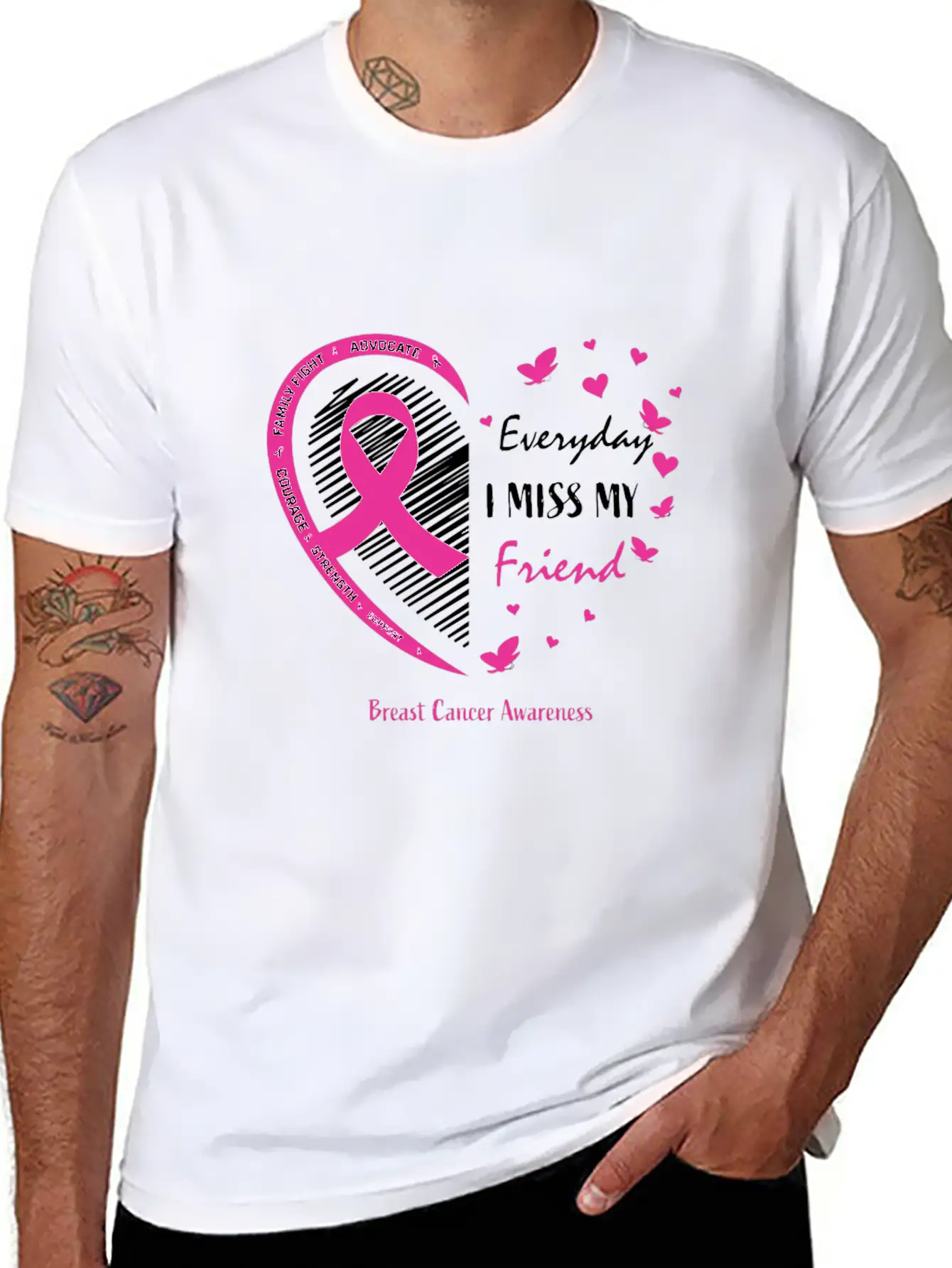 I Miss My Loving Memory Friend Pink Breast Cancer Relaxed Everyday Tee – Lightweight And Durable Cotton