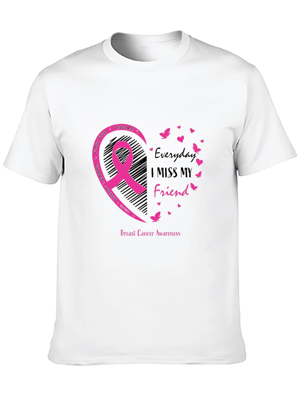 I Miss My Loving Memory Friend Pink Breast Cancer Relaxed Everyday Tee – Lightweight And Durable Cotton