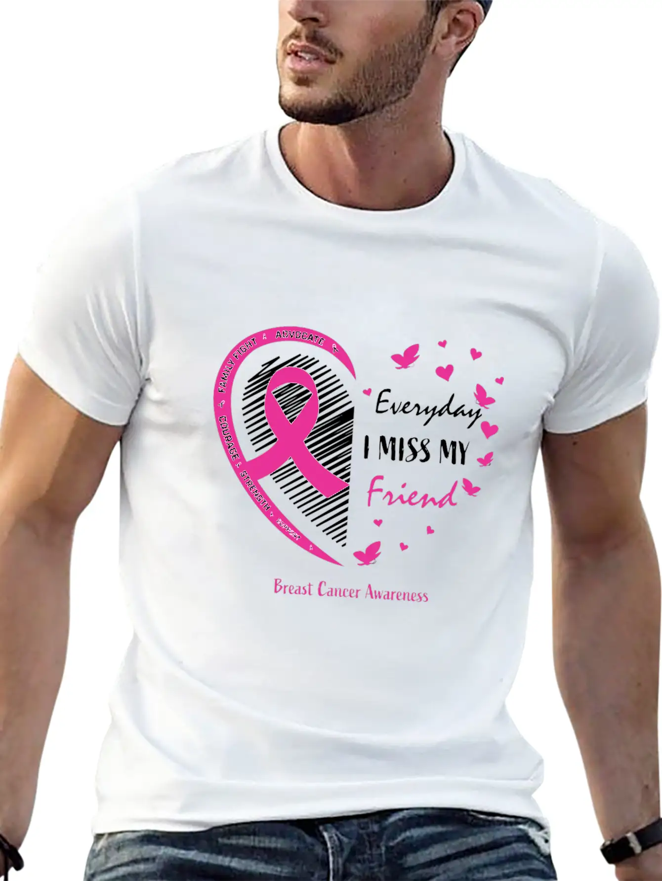 I Miss My Loving Memory Friend Pink Breast Cancer Relaxed Everyday Tee – Lightweight And Durable Cotton