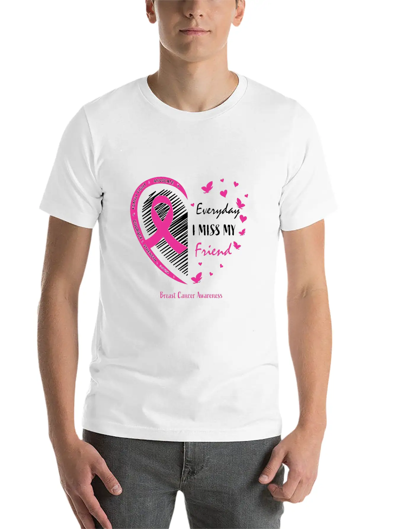 I Miss My Loving Memory Friend Pink Breast Cancer Relaxed Everyday Tee – Lightweight And Durable Cotton