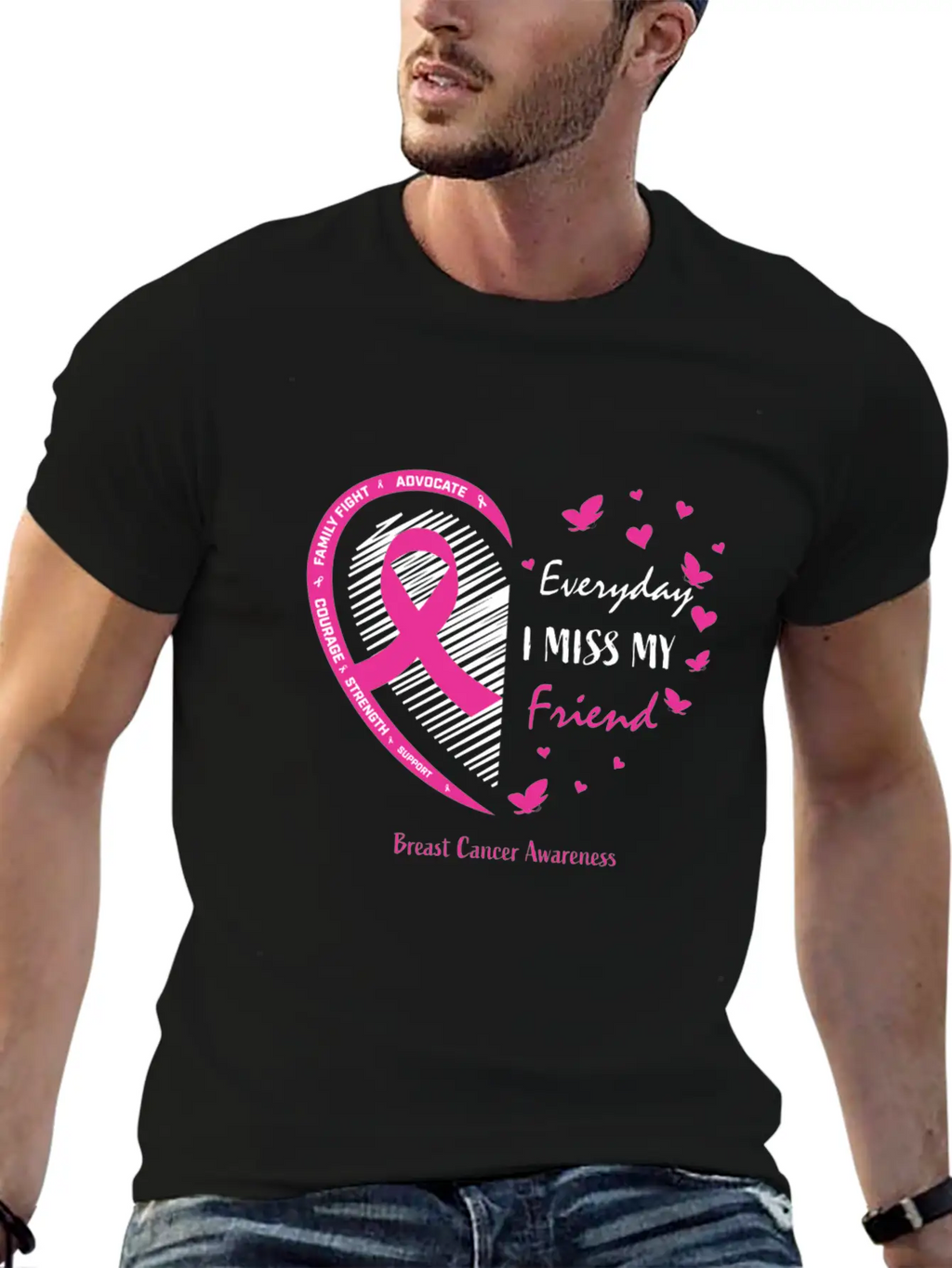 I Miss My Loving Memory Friend Pink Breast Cancer Relaxed Everyday Tee – Lightweight And Durable Cotton