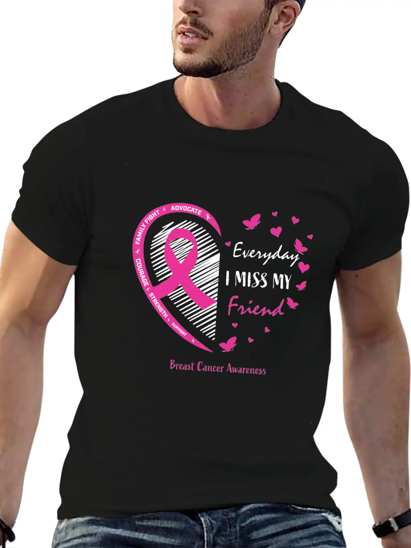 I Miss My Loving Memory Friend Pink Breast Cancer Relaxed Everyday Tee – Lightweight And Durable Cotton