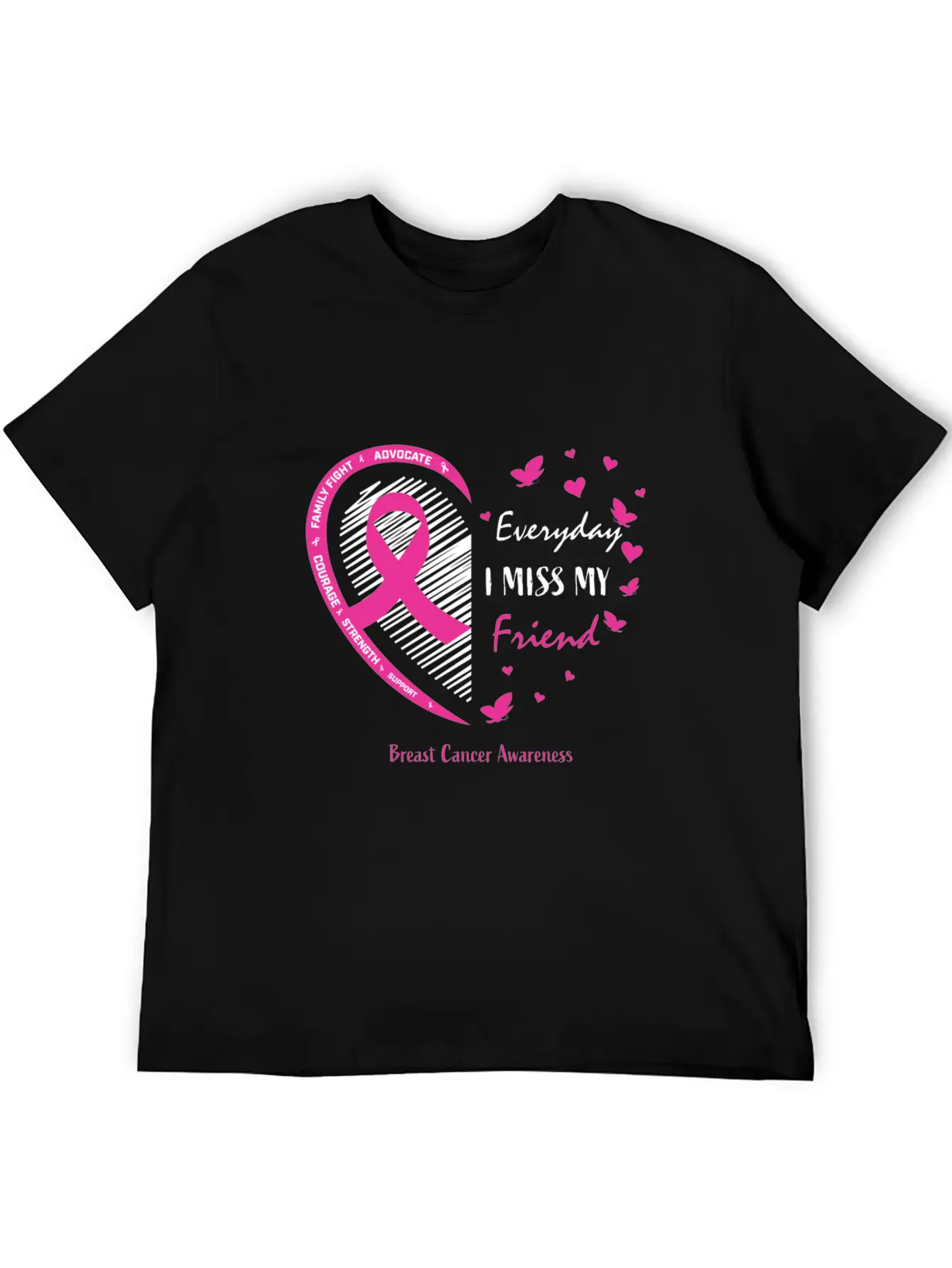 I Miss My Loving Memory Friend Pink Breast Cancer Relaxed Everyday Tee – Lightweight And Durable Cotton