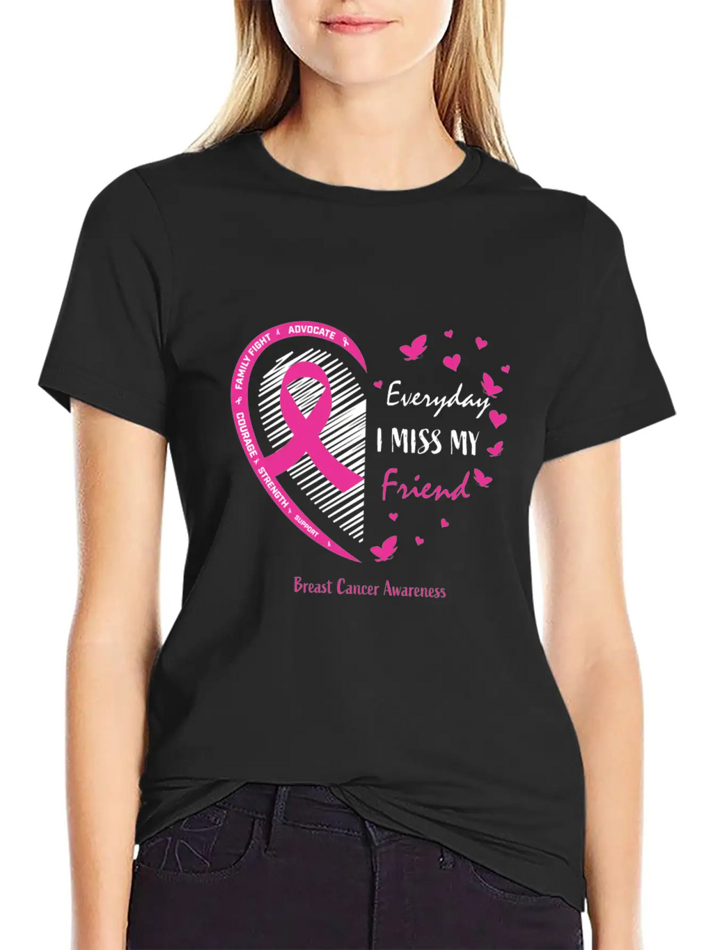 I Miss My Loving Memory Friend Pink Breast Cancer Relaxed Everyday Tee – Lightweight And Durable Cotton