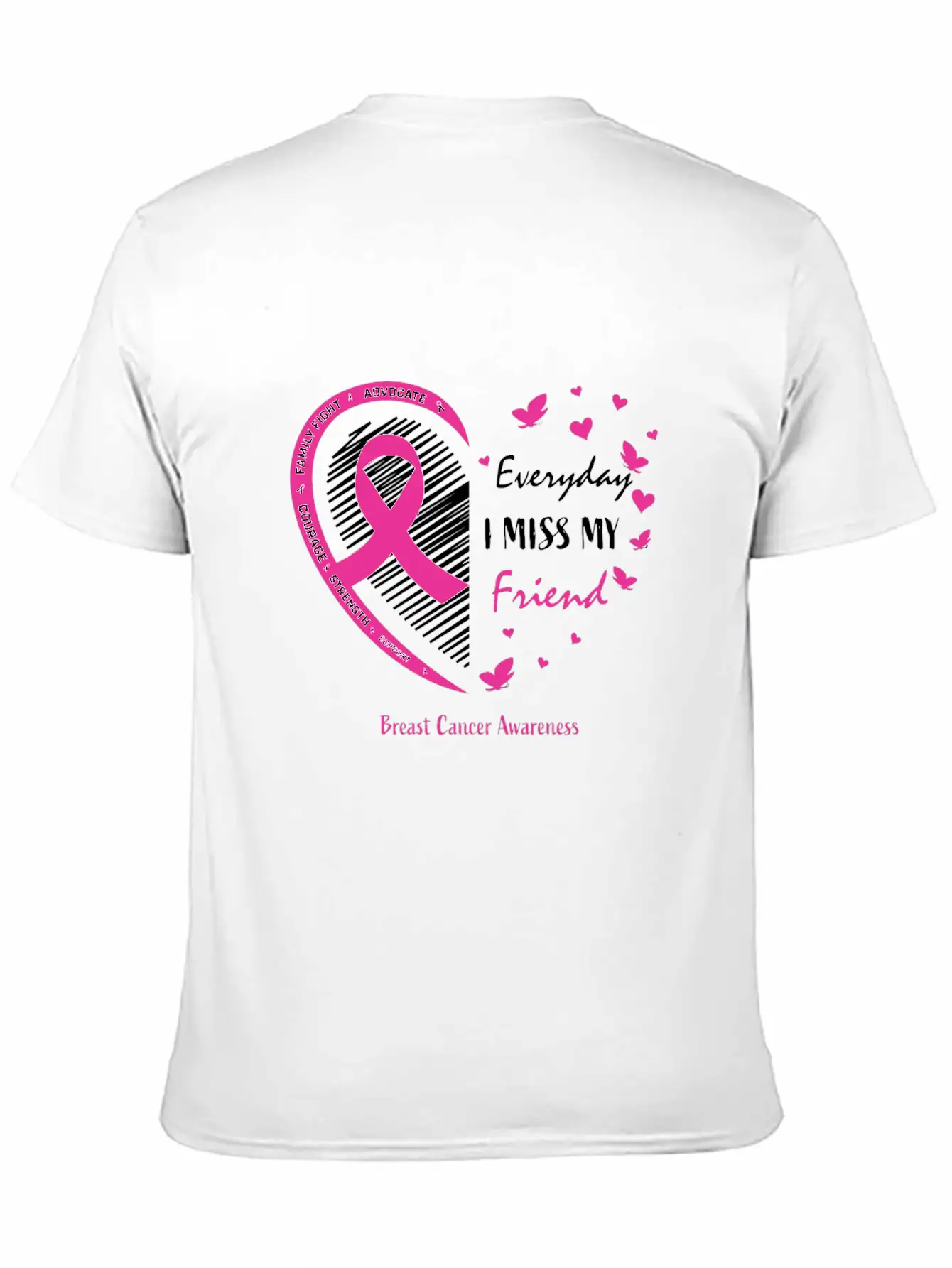 I Miss My Loving Memory Friend Pink Breast Cancer Relaxed Everyday Tee – Lightweight And Durable Cotton