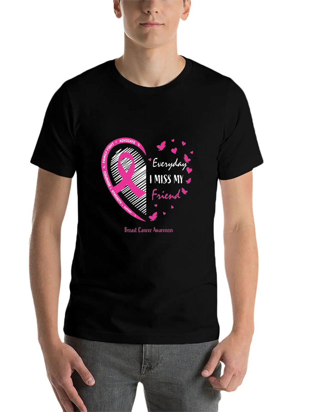 I Miss My Loving Memory Friend Pink Breast Cancer Relaxed Everyday Tee – Lightweight And Durable Cotton