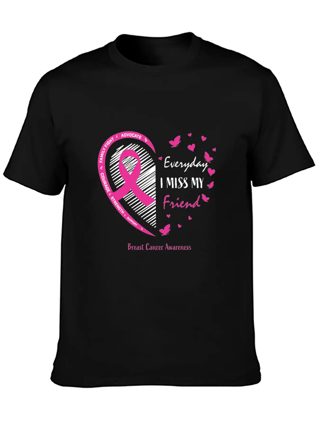 I Miss My Loving Memory Friend Pink Breast Cancer Relaxed Everyday Tee – Lightweight And Durable Cotton
