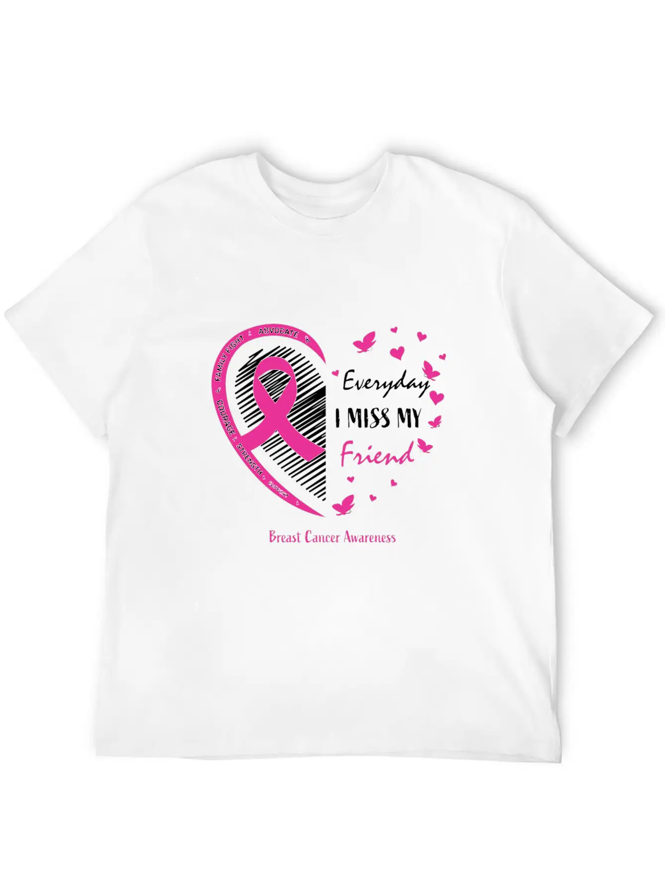 I Miss My Loving Memory Friend Pink Breast Cancer Relaxed Everyday Tee – Lightweight And Durable Cotton