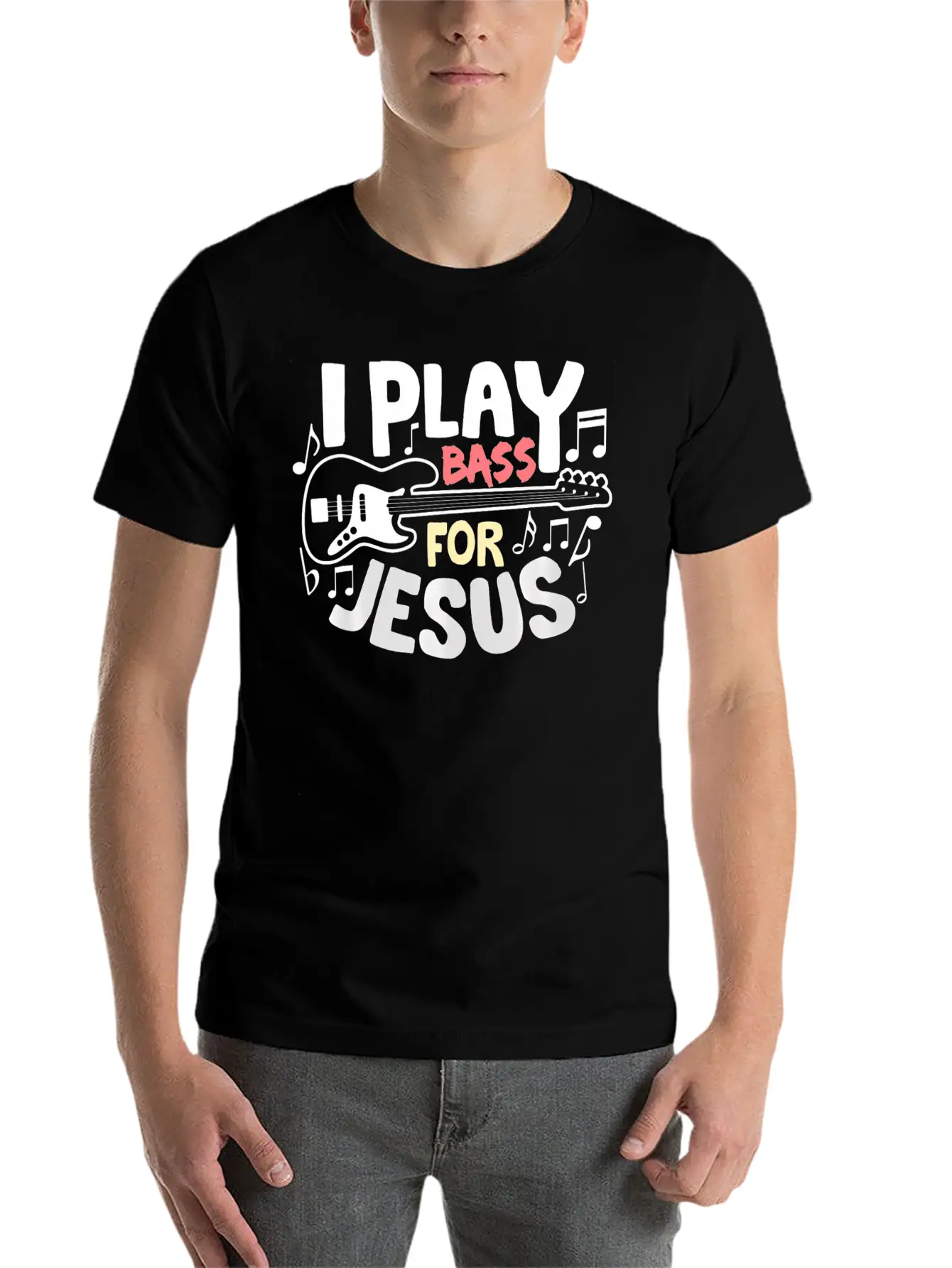 I Play Bass Jesus Christian Guitarist Bass Player Essential Cotton Tee For Daily Outfits – Unisex Style