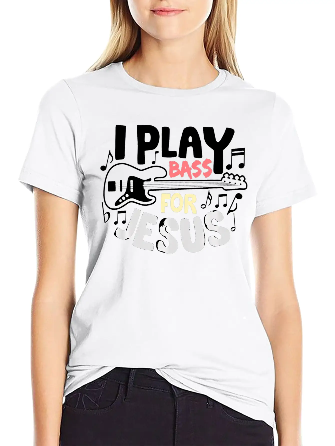 I Play Bass Jesus Christian Guitarist Bass Player Essential Cotton Tee For Daily Outfits – Unisex Style