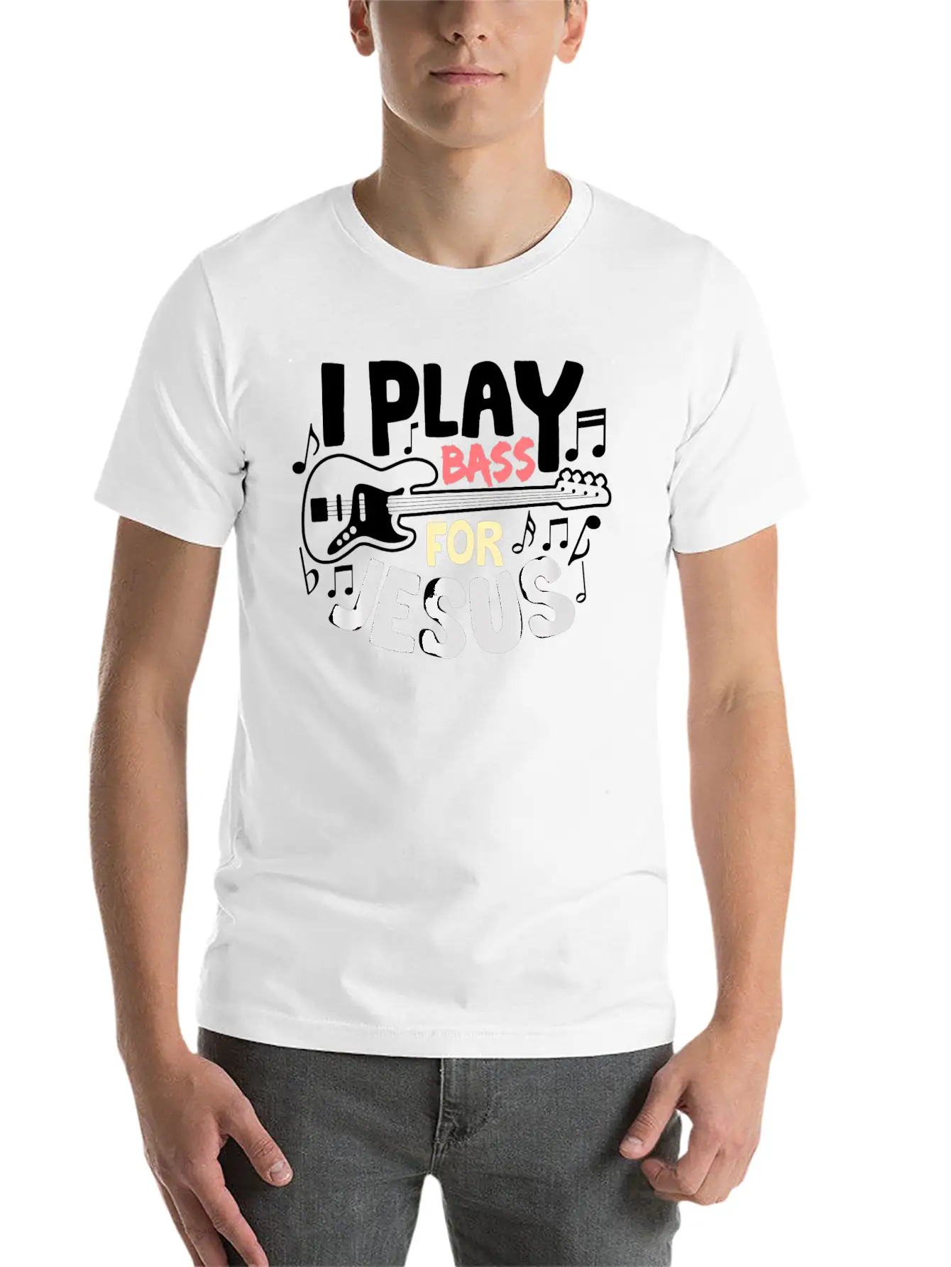 I Play Bass Jesus Christian Guitarist Bass Player Essential Cotton Tee For Daily Outfits – Unisex Style