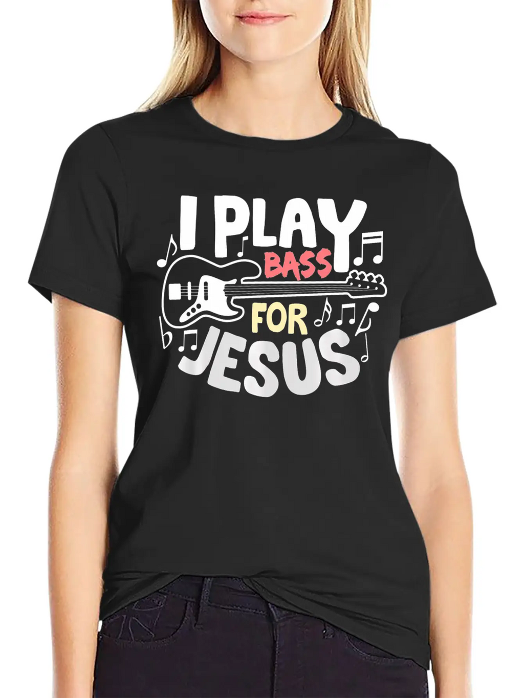 I Play Bass Jesus Christian Guitarist Bass Player Essential Cotton Tee For Daily Outfits – Unisex Style