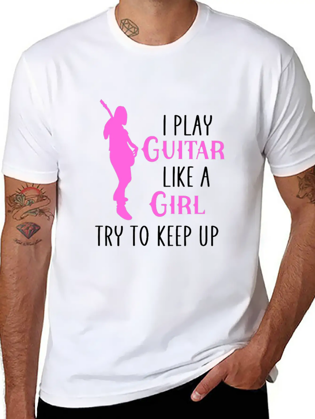I Play Guitar Like A Girl Classic Cotton Tee – Unisex Comfort For Any Season