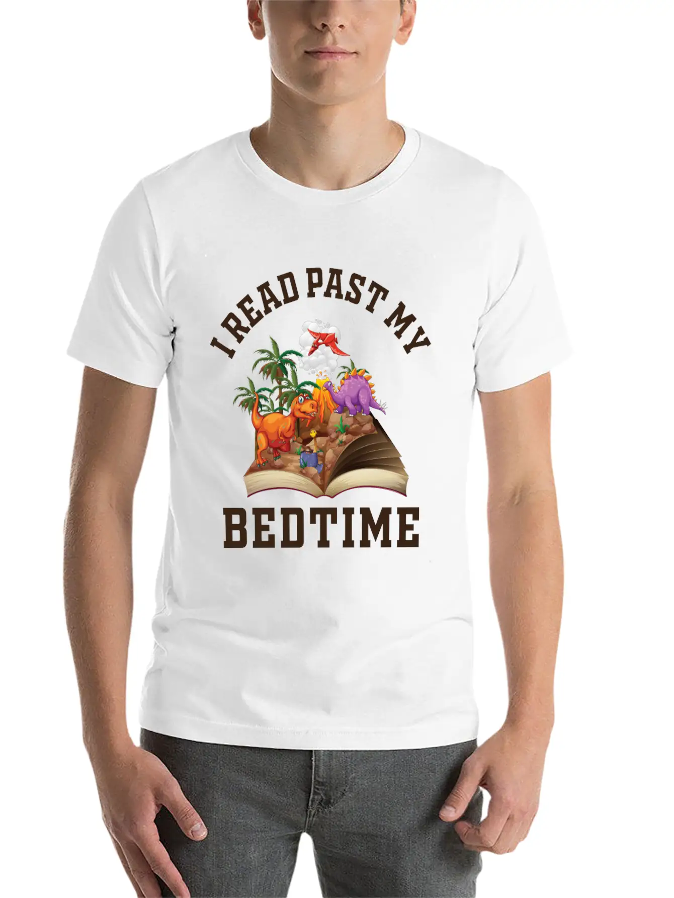 I Read Past My Bedtime Reading Dinosaur Breathable Soft Cotton T-Shirt – Timeless Casual Look