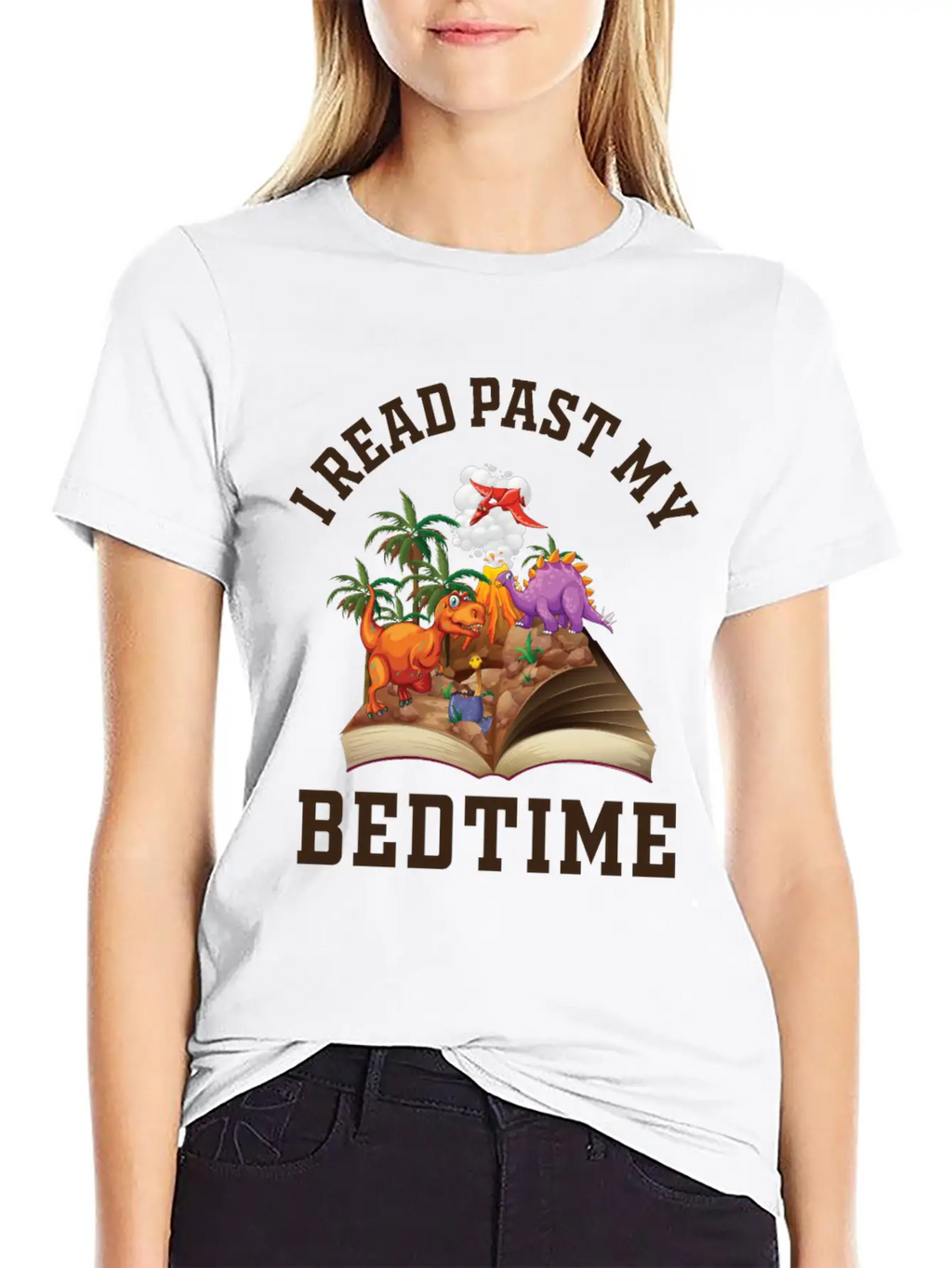 I Read Past My Bedtime Reading Dinosaur Breathable Soft Cotton T-Shirt – Timeless Casual Look