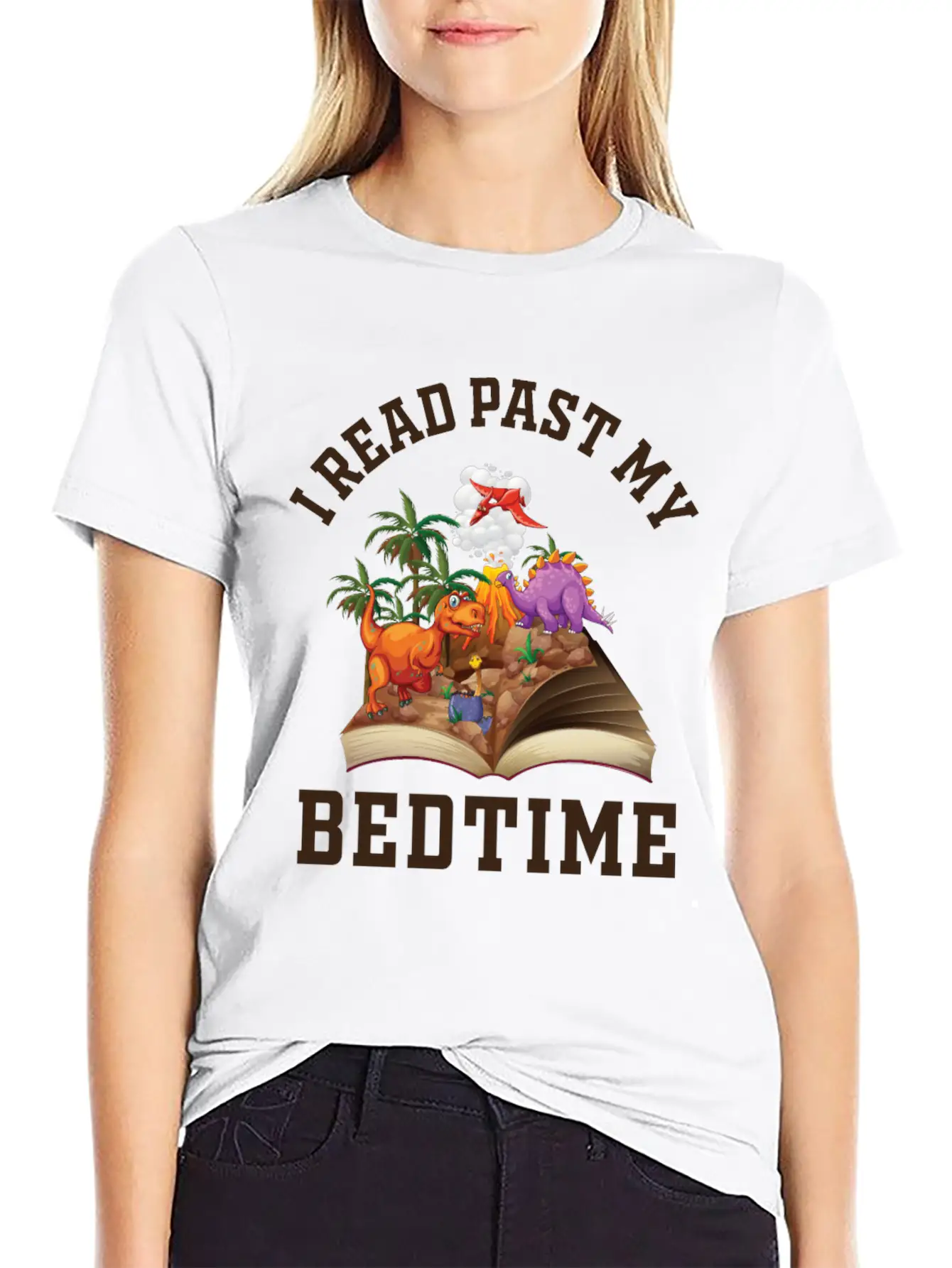 I Read Past My Bedtime Reading Dinosaur Breathable Soft Cotton T-Shirt – Timeless Casual Look