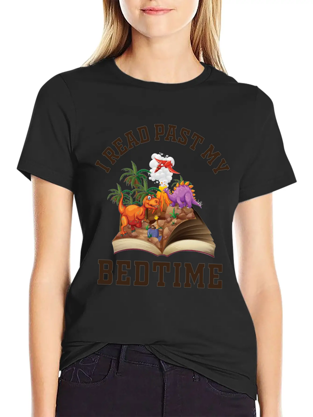 I Read Past My Bedtime Reading Dinosaur Breathable Soft Cotton T-Shirt – Timeless Casual Look