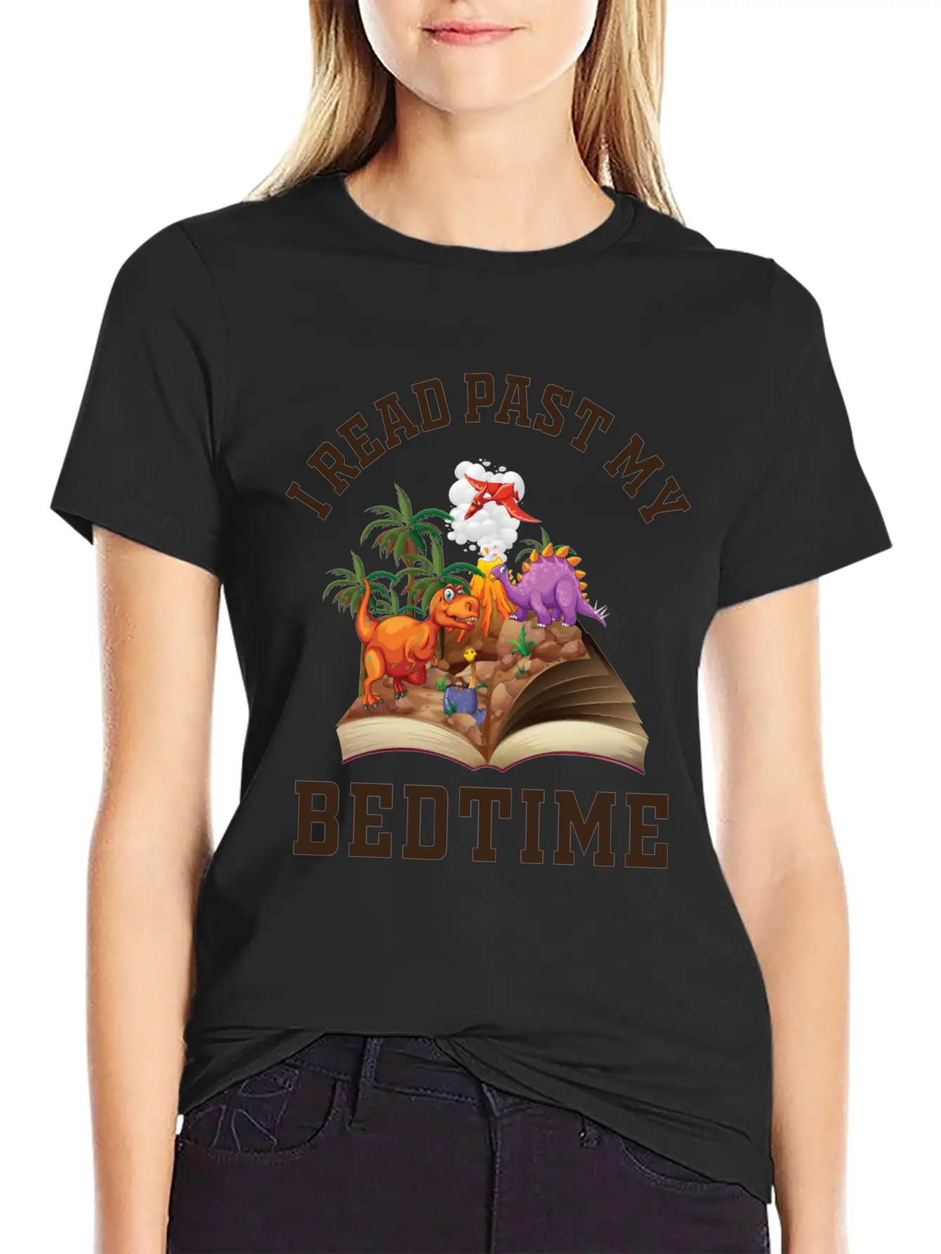 I Read Past My Bedtime Reading Dinosaur Breathable Soft Cotton T-Shirt – Timeless Casual Look