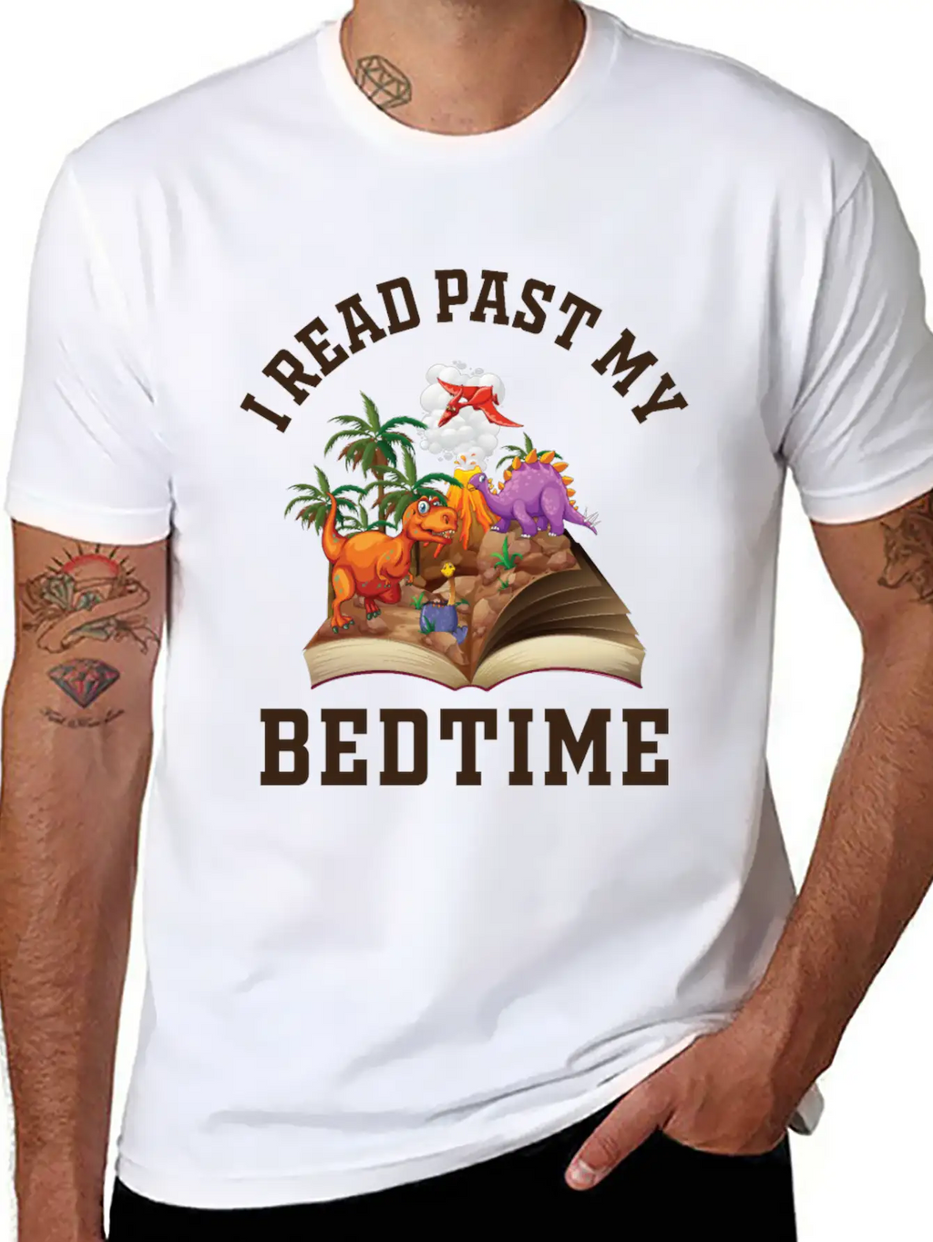 I Read Past My Bedtime Reading Dinosaur Breathable Soft Cotton T-Shirt – Timeless Casual Look