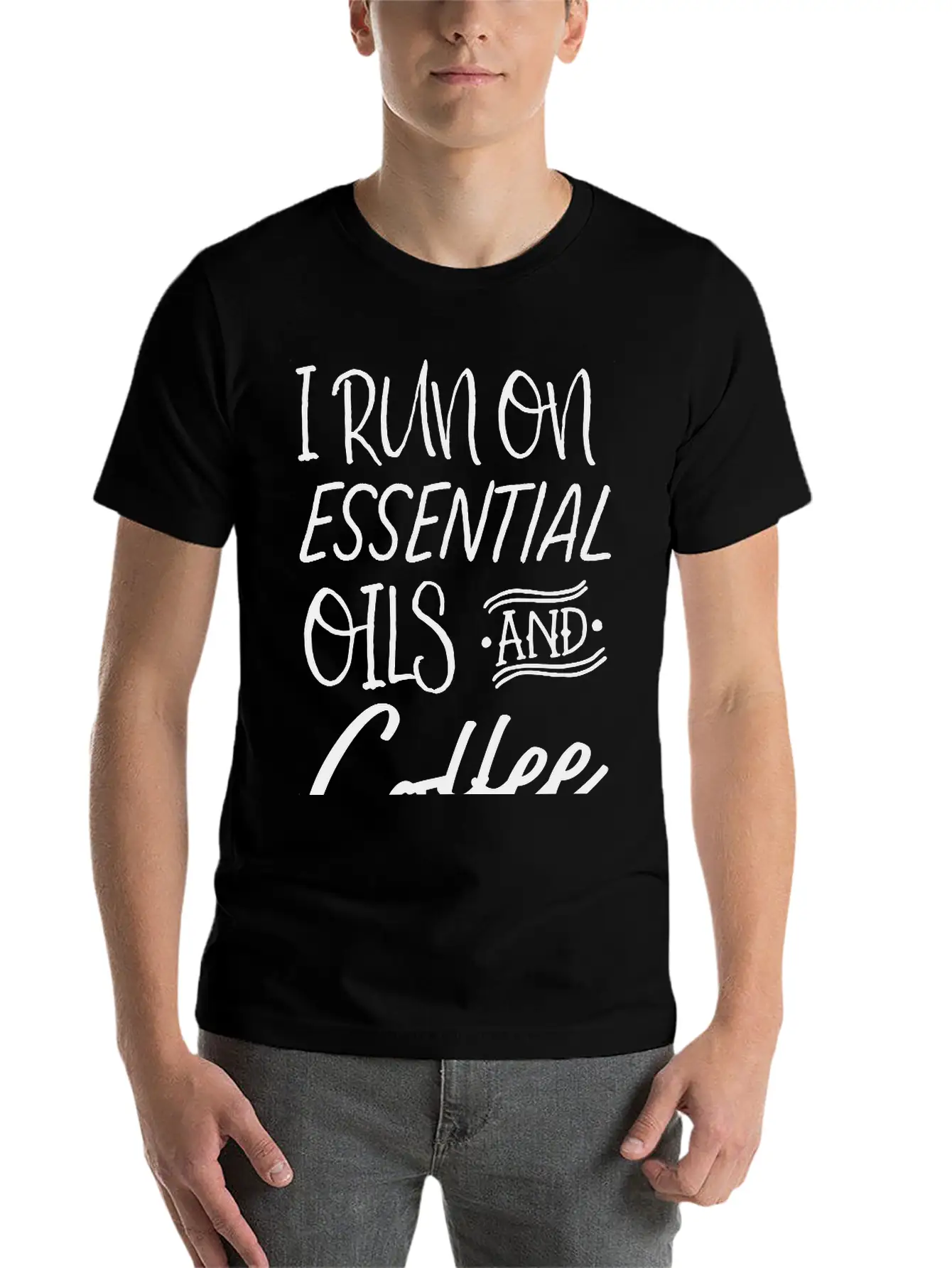 I Run On Essential Oils And Coffee Essential Cotton Tee For Daily Outfits – Unisex Style