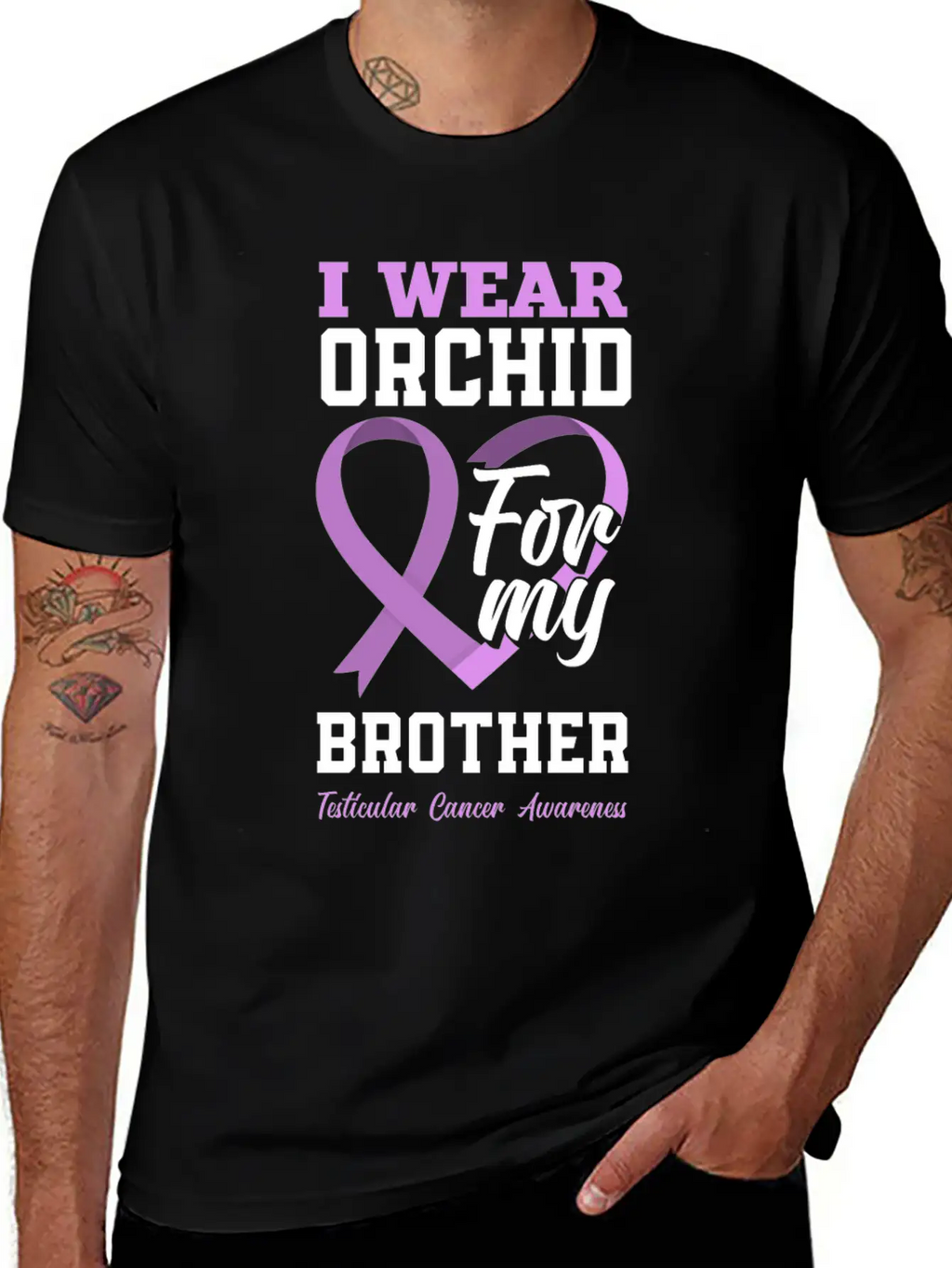 I Wear Orchid For My Brother Testicular Cancer Timeless Short Sleeve Tee – Comfy And Minimalist Design