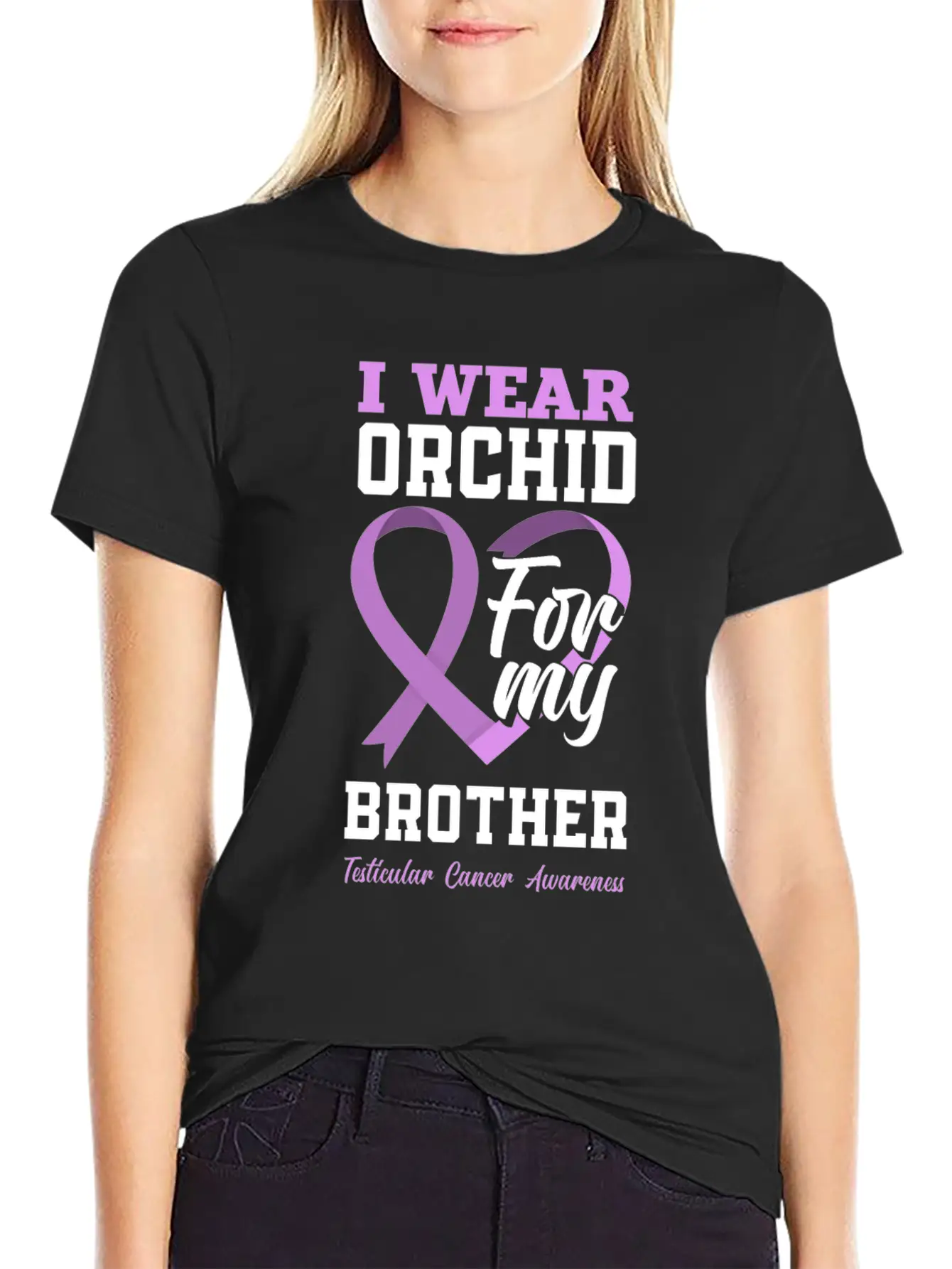 I Wear Orchid For My Brother Testicular Cancer Timeless Short Sleeve Tee – Comfy And Minimalist Design