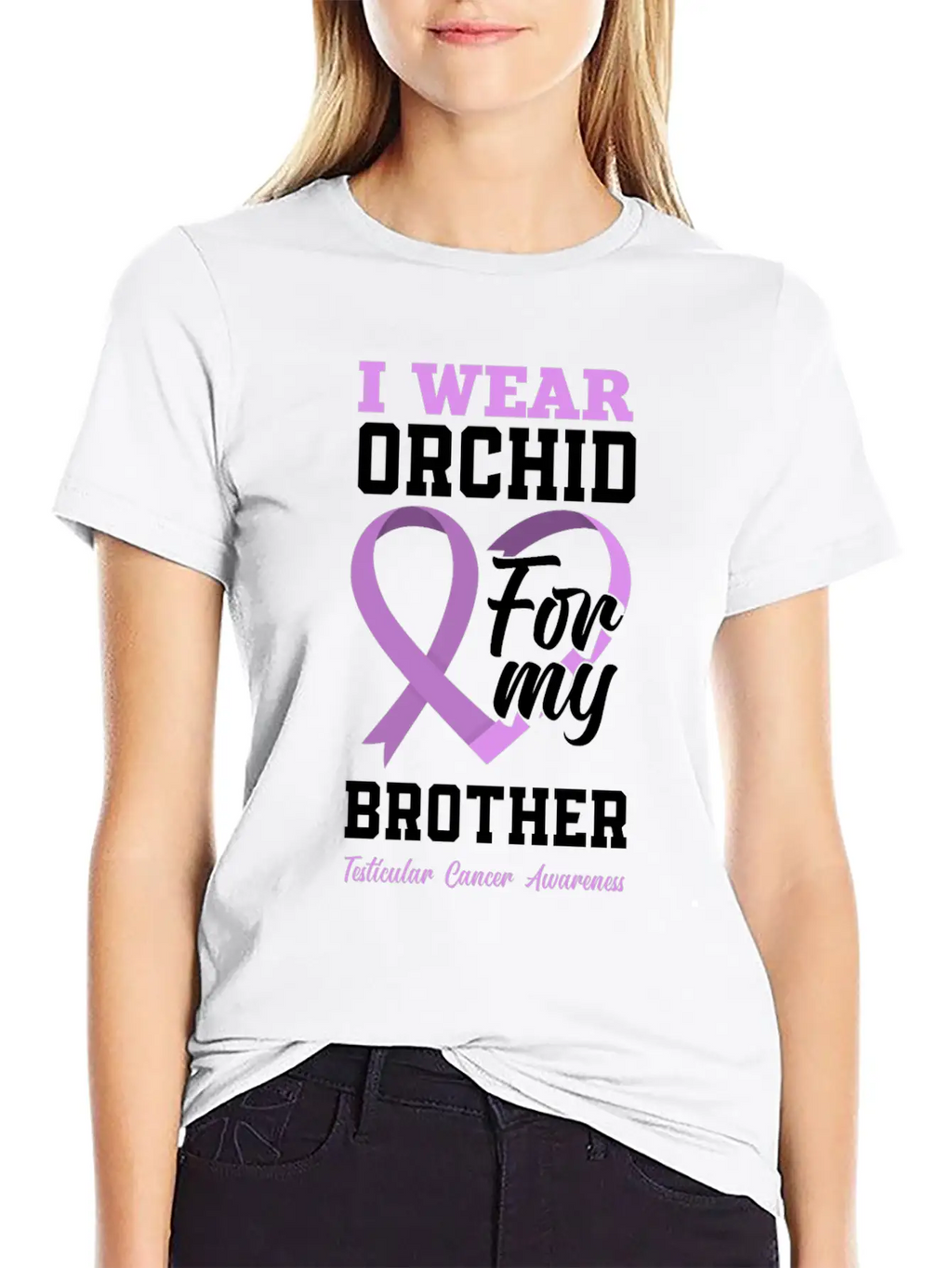 I Wear Orchid For My Brother Testicular Cancer Timeless Short Sleeve Tee – Comfy And Minimalist Design