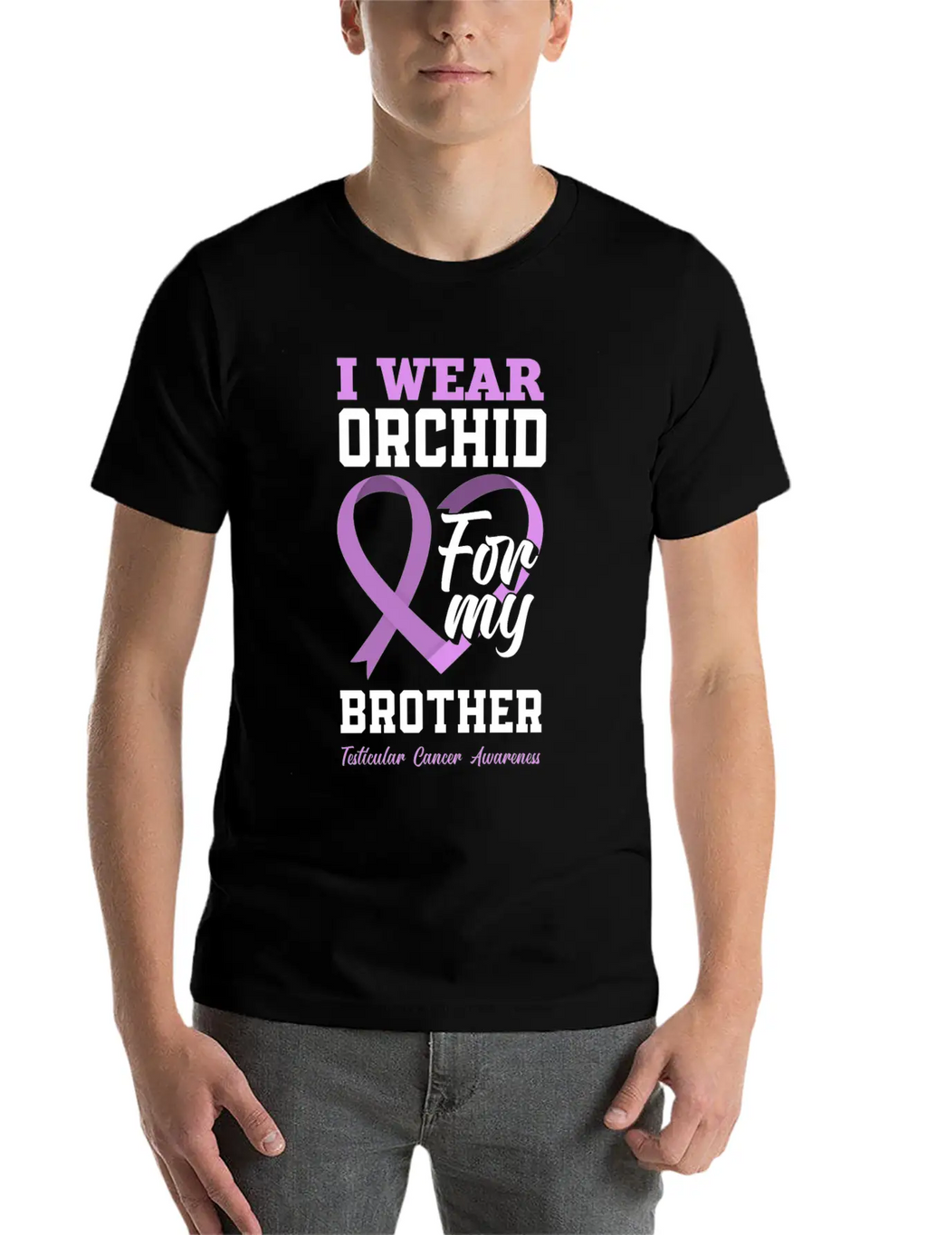 I Wear Orchid For My Brother Testicular Cancer Timeless Short Sleeve Tee – Comfy And Minimalist Design