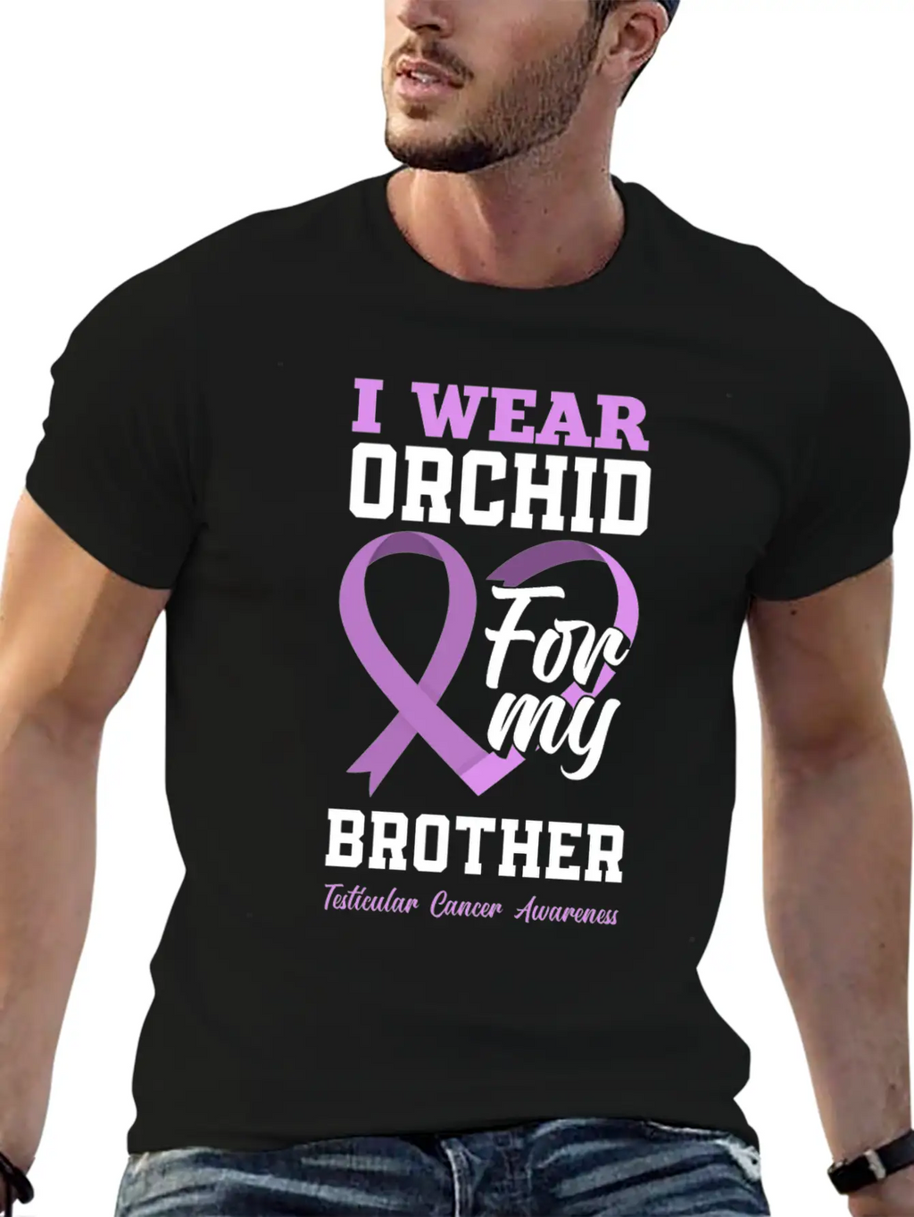 I Wear Orchid For My Brother Testicular Cancer Timeless Short Sleeve Tee – Comfy And Minimalist Design
