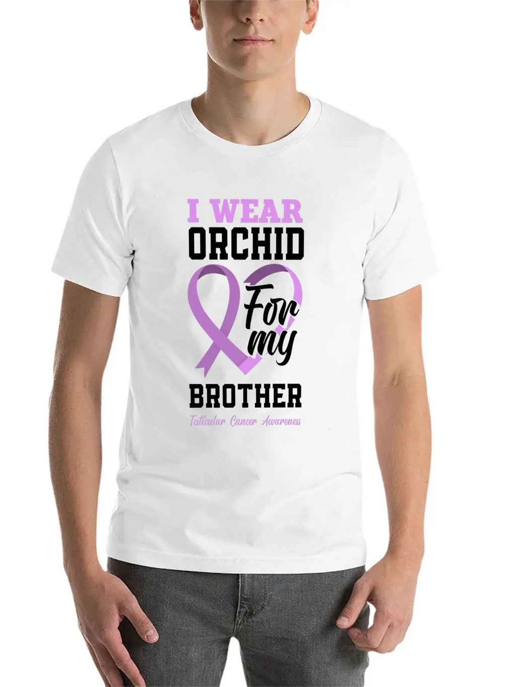 I Wear Orchid For My Brother Testicular Cancer Timeless Short Sleeve Tee – Comfy And Minimalist Design