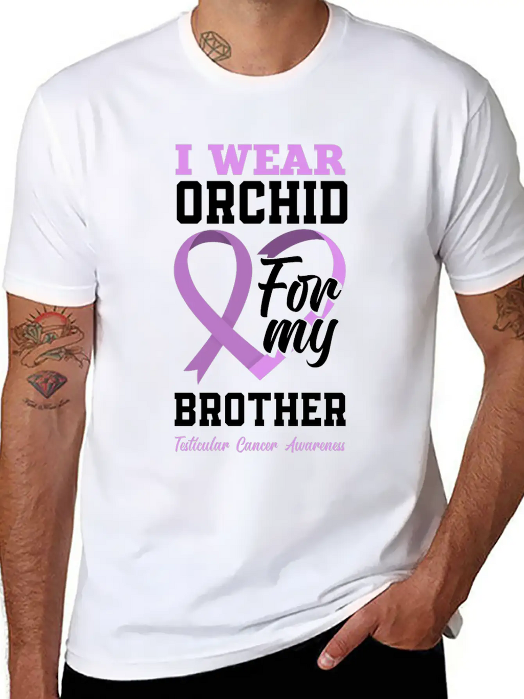 I Wear Orchid For My Brother Testicular Cancer Timeless Short Sleeve Tee – Comfy And Minimalist Design