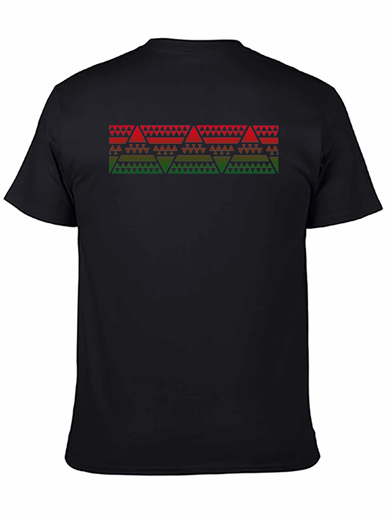 Geometric Triangle Pattern Black T-Shirt