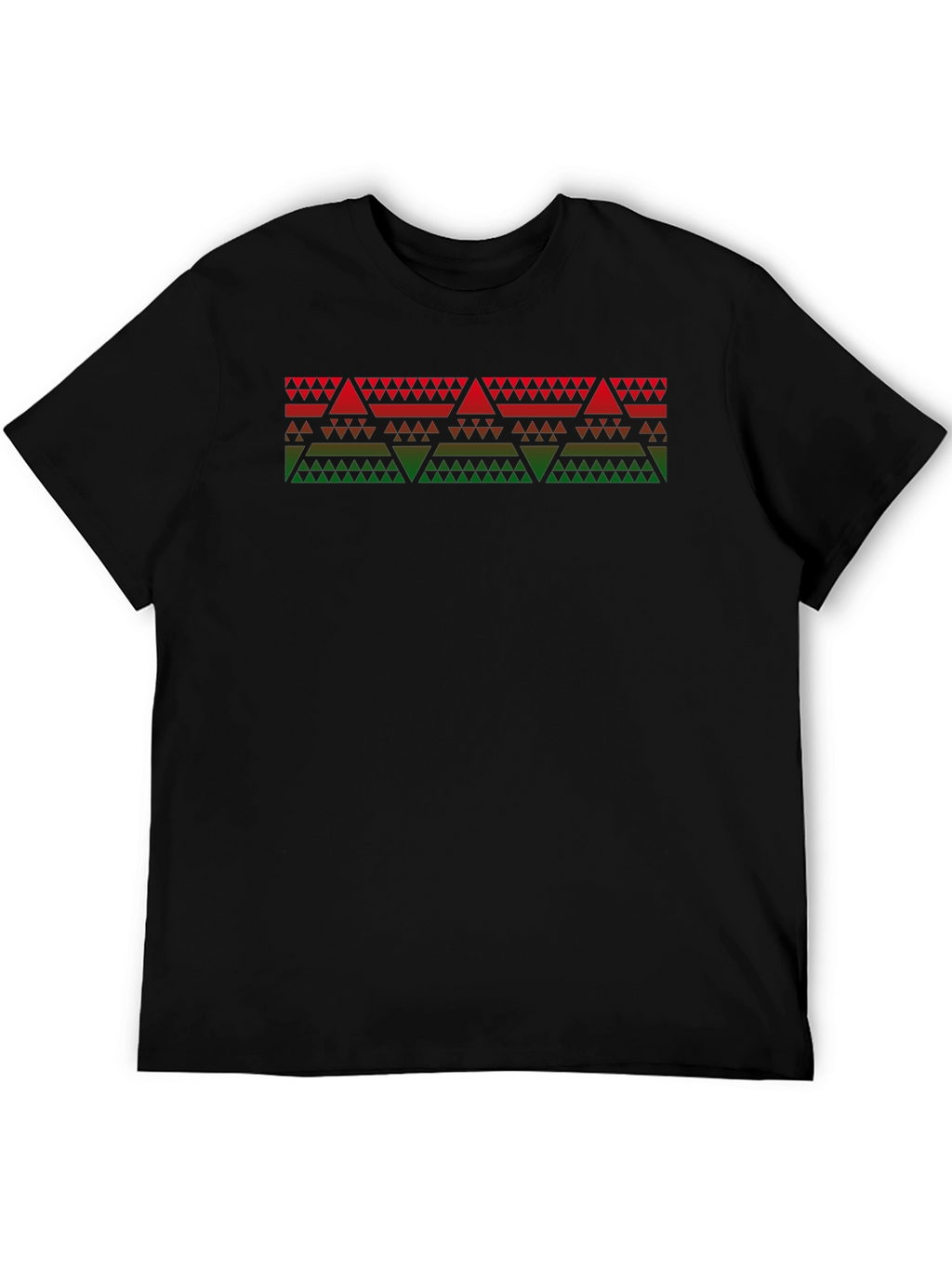 Geometric Triangle Pattern Black T-Shirt