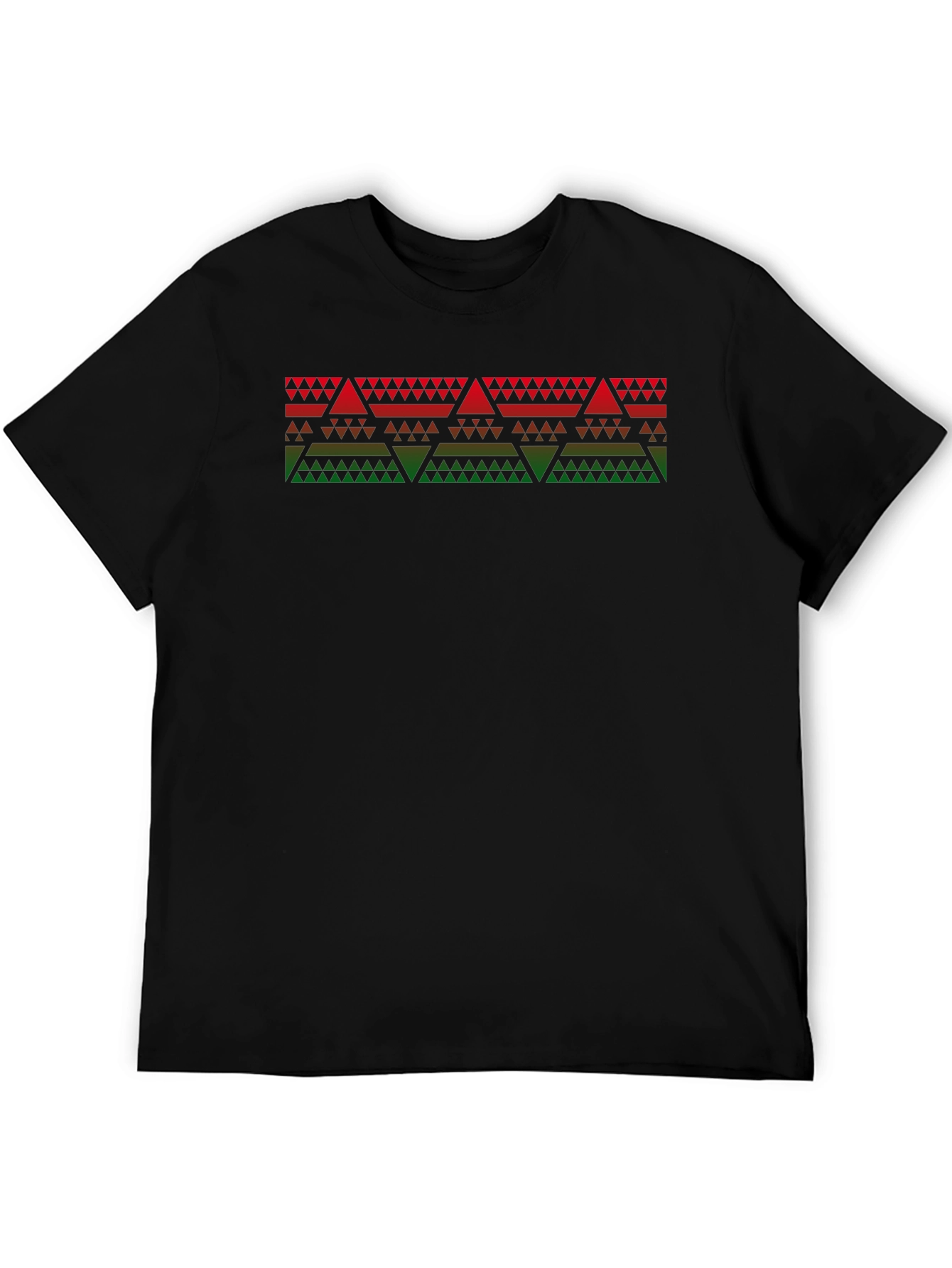 Geometric Triangle Pattern Black T-Shirt
