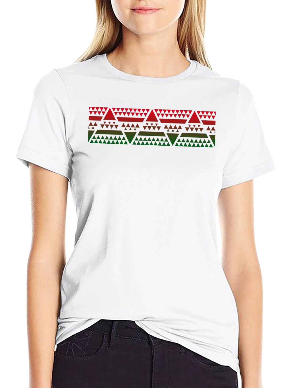 Geometric Triangle Pattern Black T-Shirt