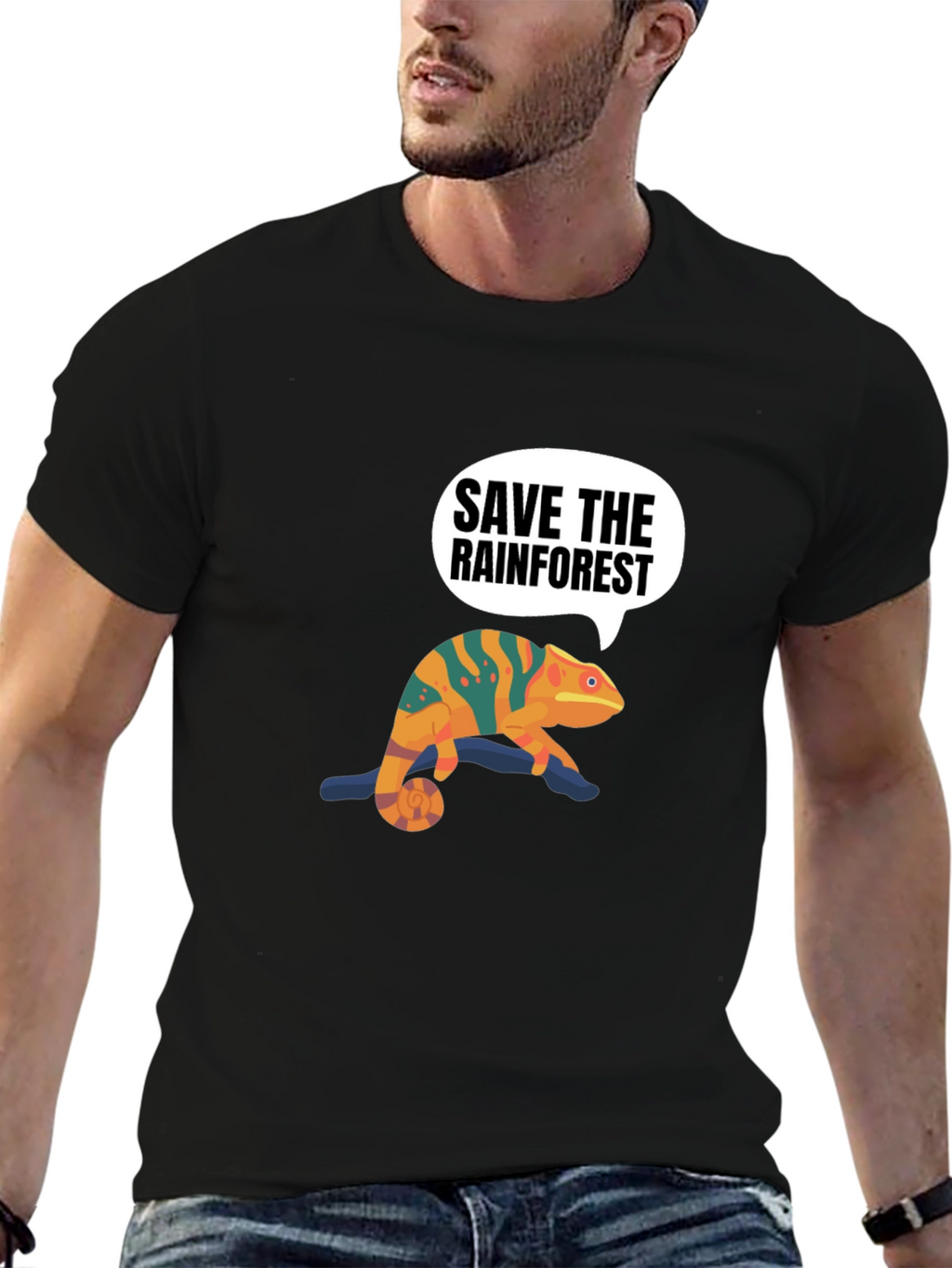 Save the Rainforest Chameleon Graphic Tee