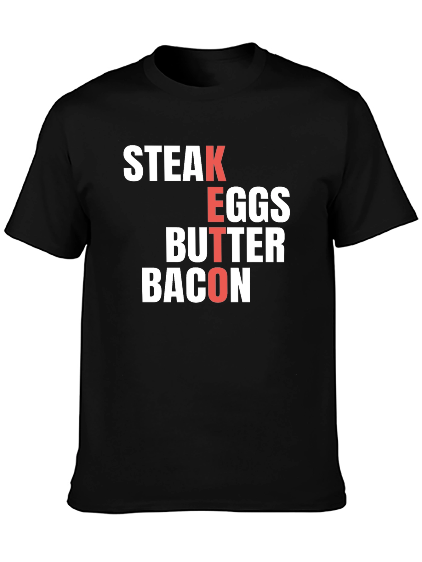 Keto Diet T-Shirt - Steak Eggs Butter Bacon