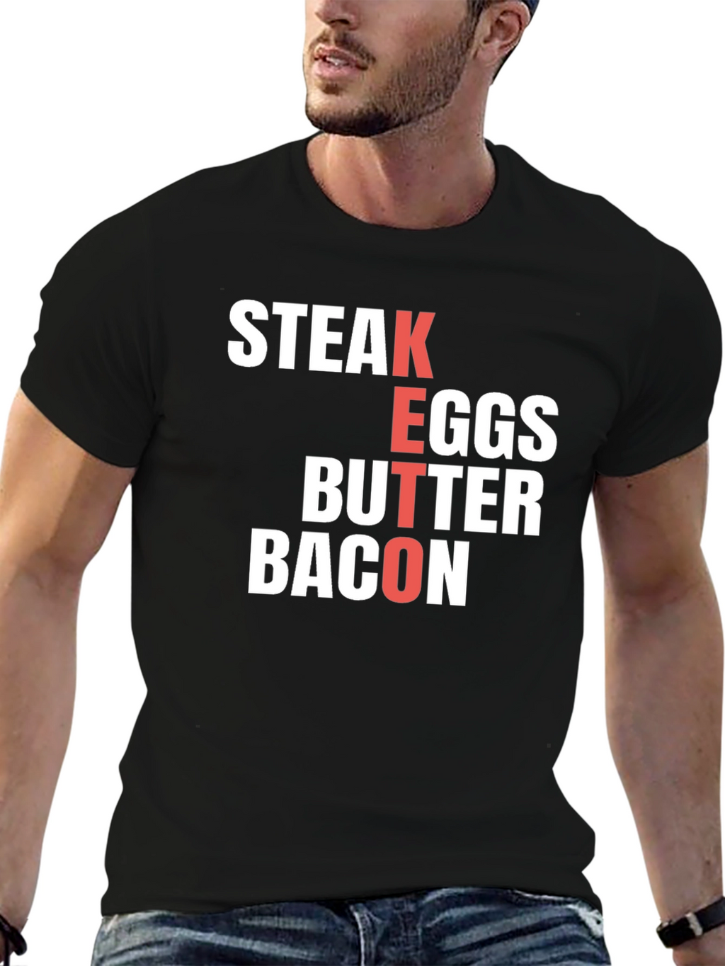 Keto Diet T-Shirt - Steak Eggs Butter Bacon