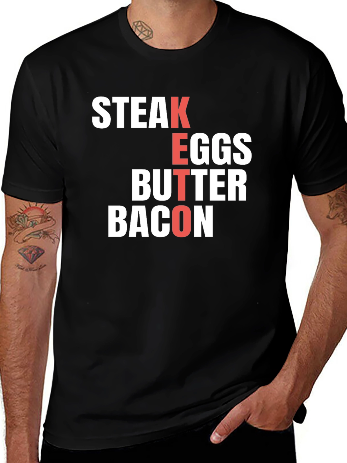 Keto Diet T-Shirt - Steak Eggs Butter Bacon